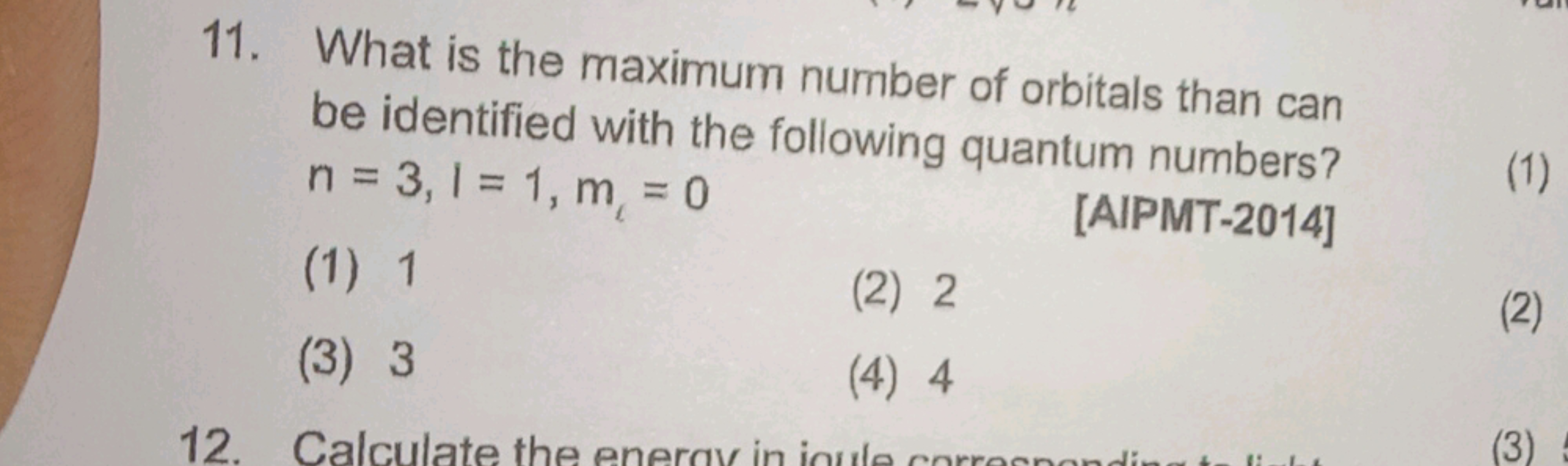 11. What is the maximum number of orbitals than can be identified with