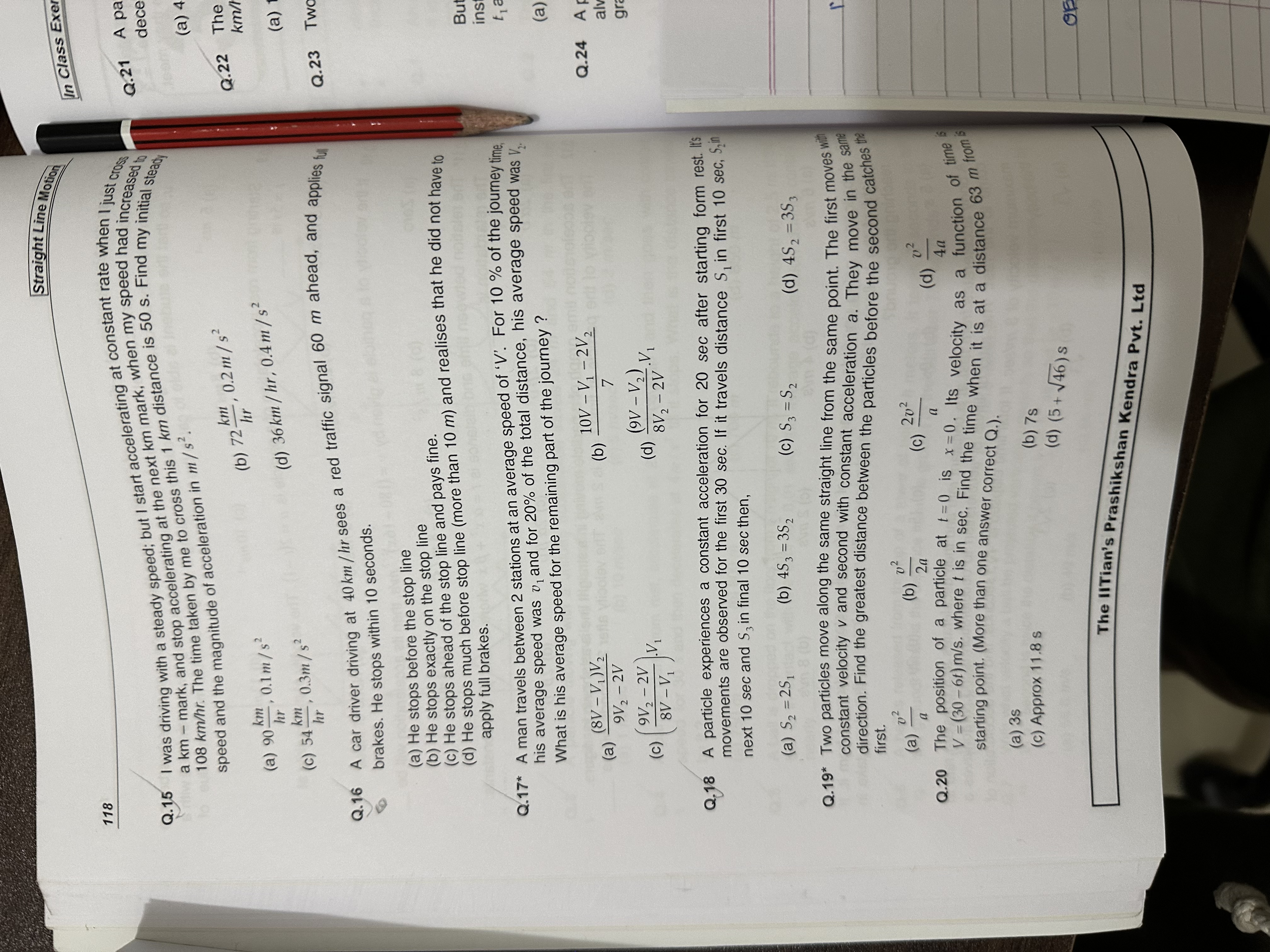 Q.19* Two particles move along the same straight line from the same po