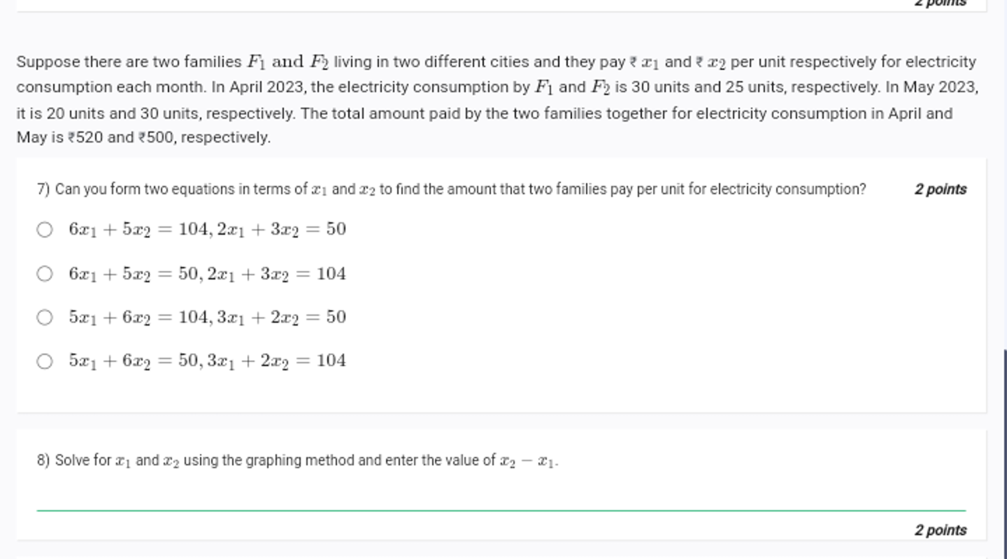 Suppose there are two families F1​ and F2​ living in two different cit