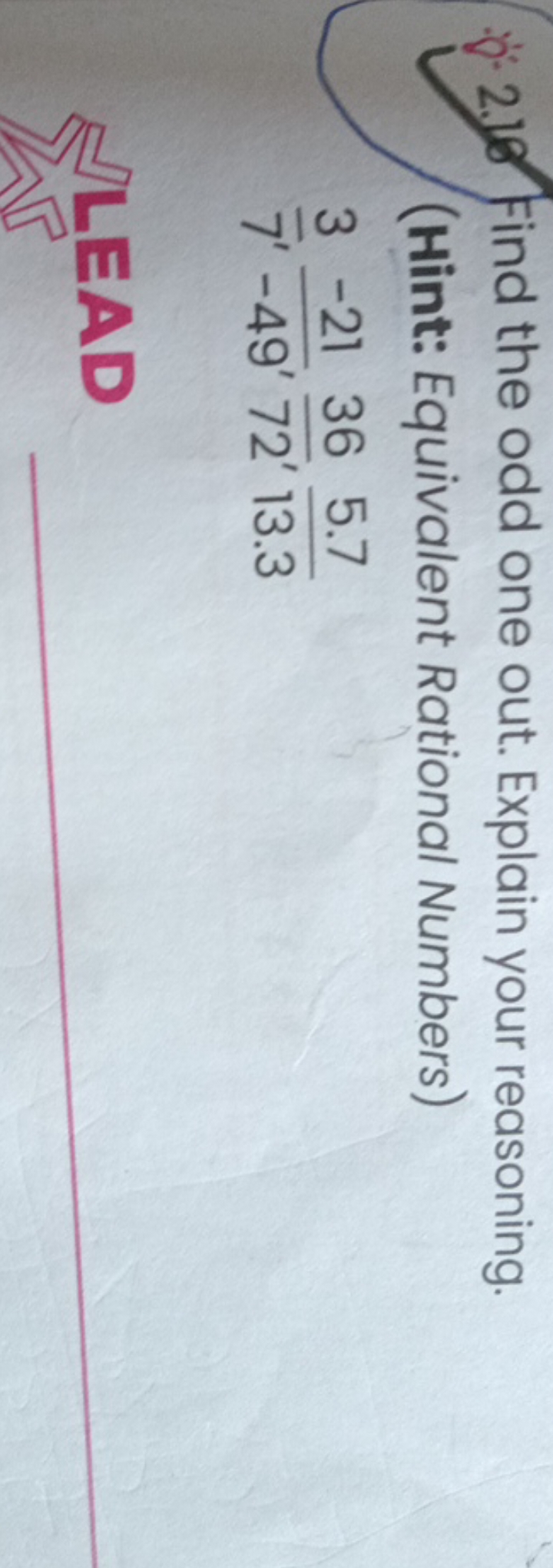 2.10) Find the odd one out. Explain your reasoning.
(Hint: Equivalent 