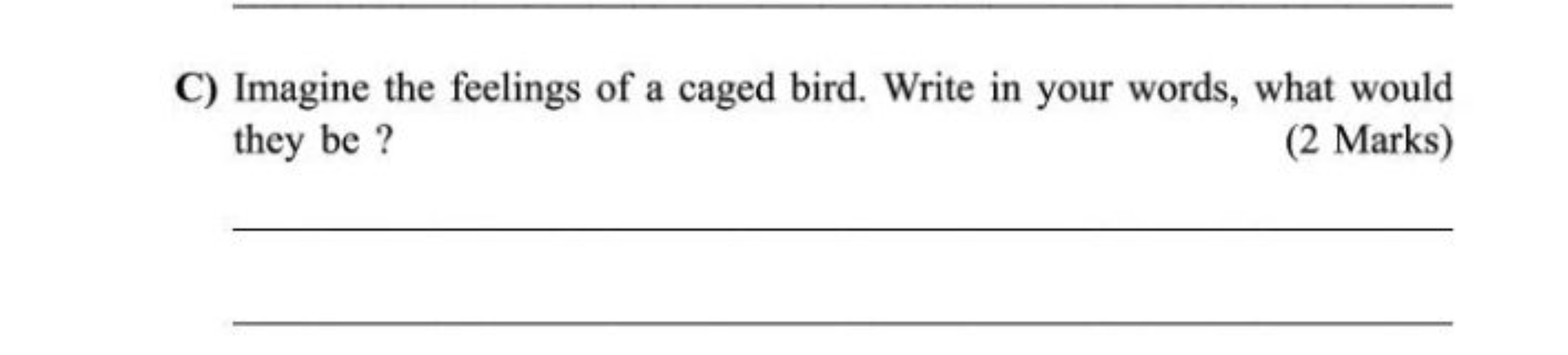 C) Imagine the feelings of a caged bird. Write in your words, what wou