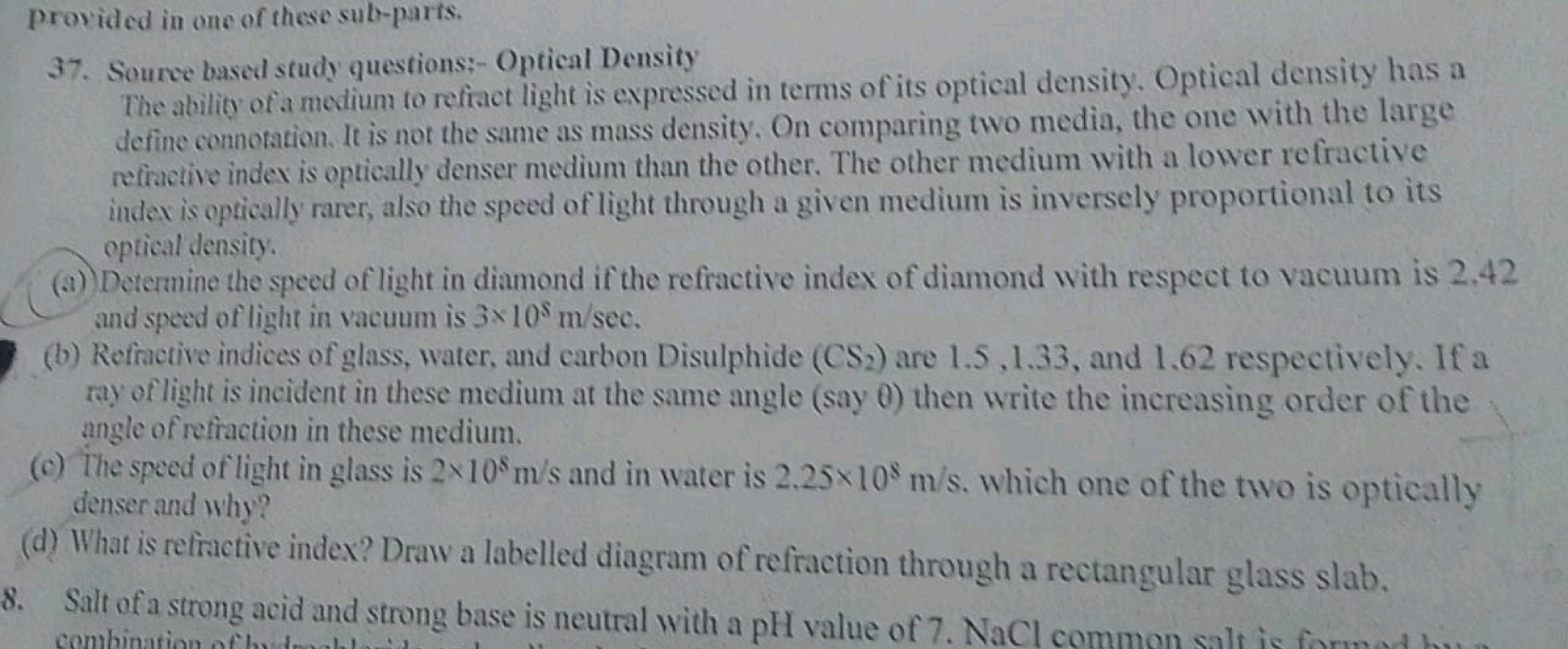 provided in one of these sub-parts.
37. Source based study questions:-