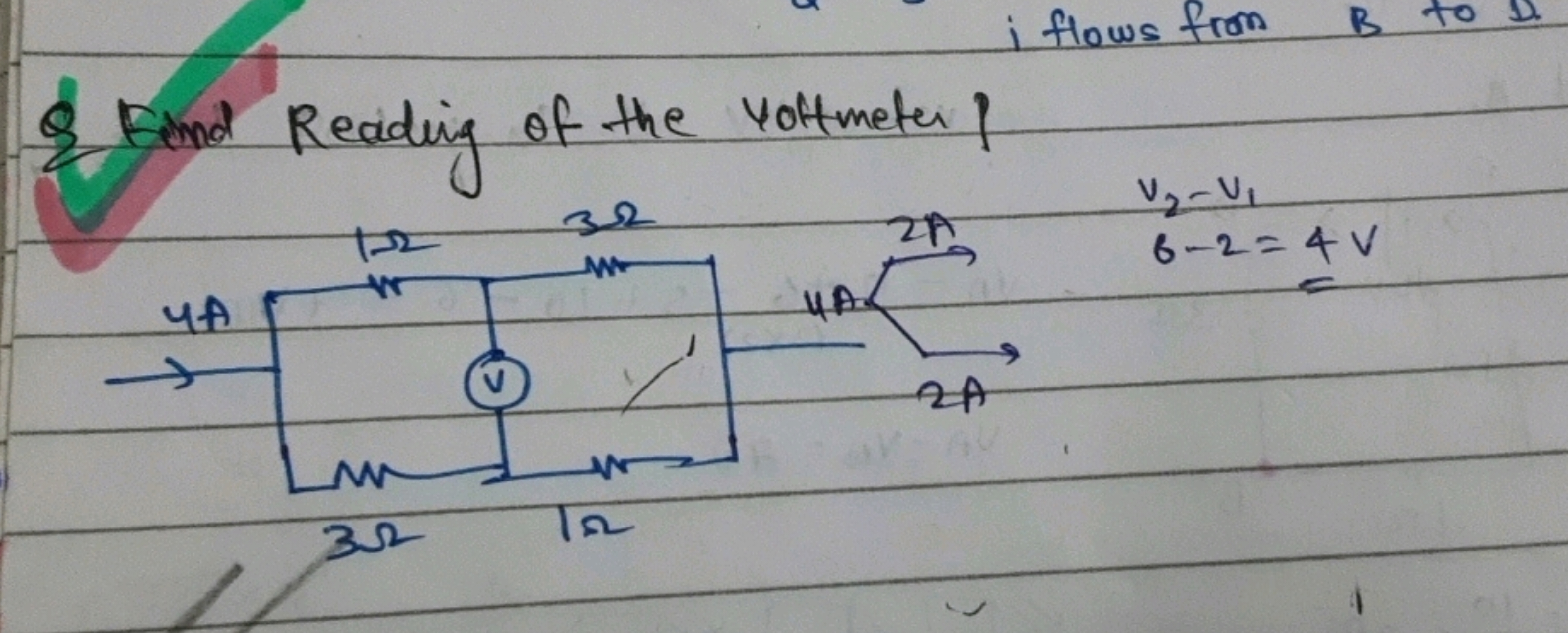 Q Fand Reading of the Vottmeter?