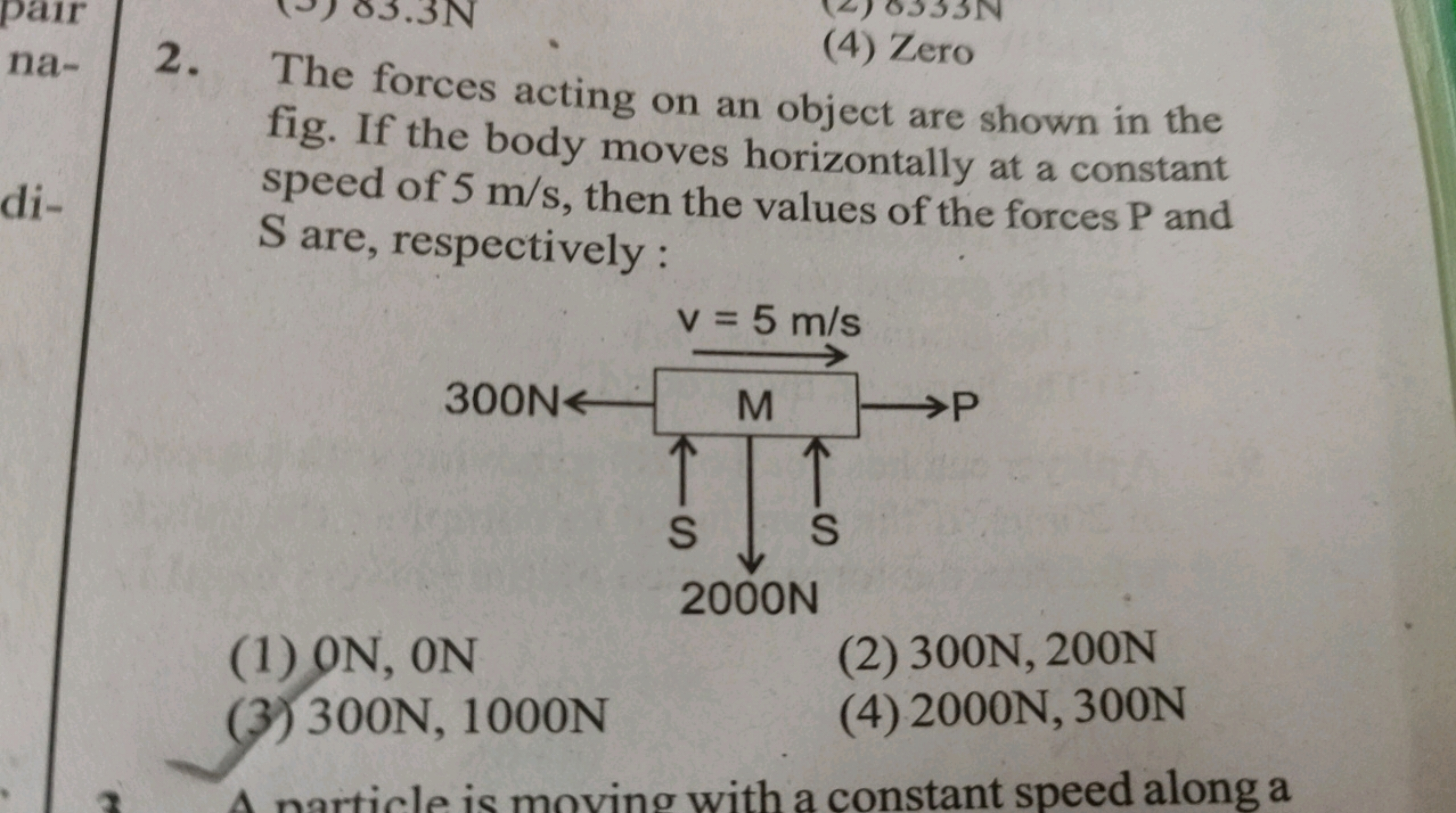 (4) Zero
2. The forces acting on an object are shown in the fig. If th