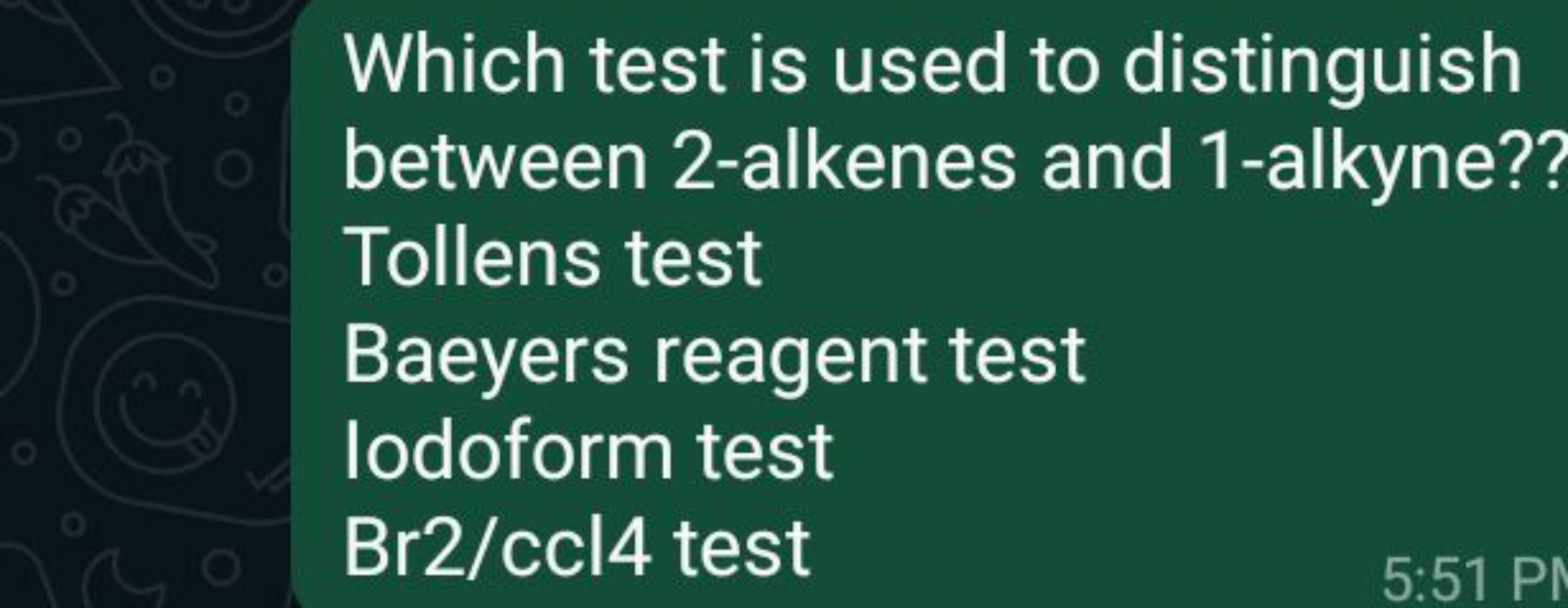 Which test is used to distinguish between 2-alkenes and 1-alkyne??
Tol