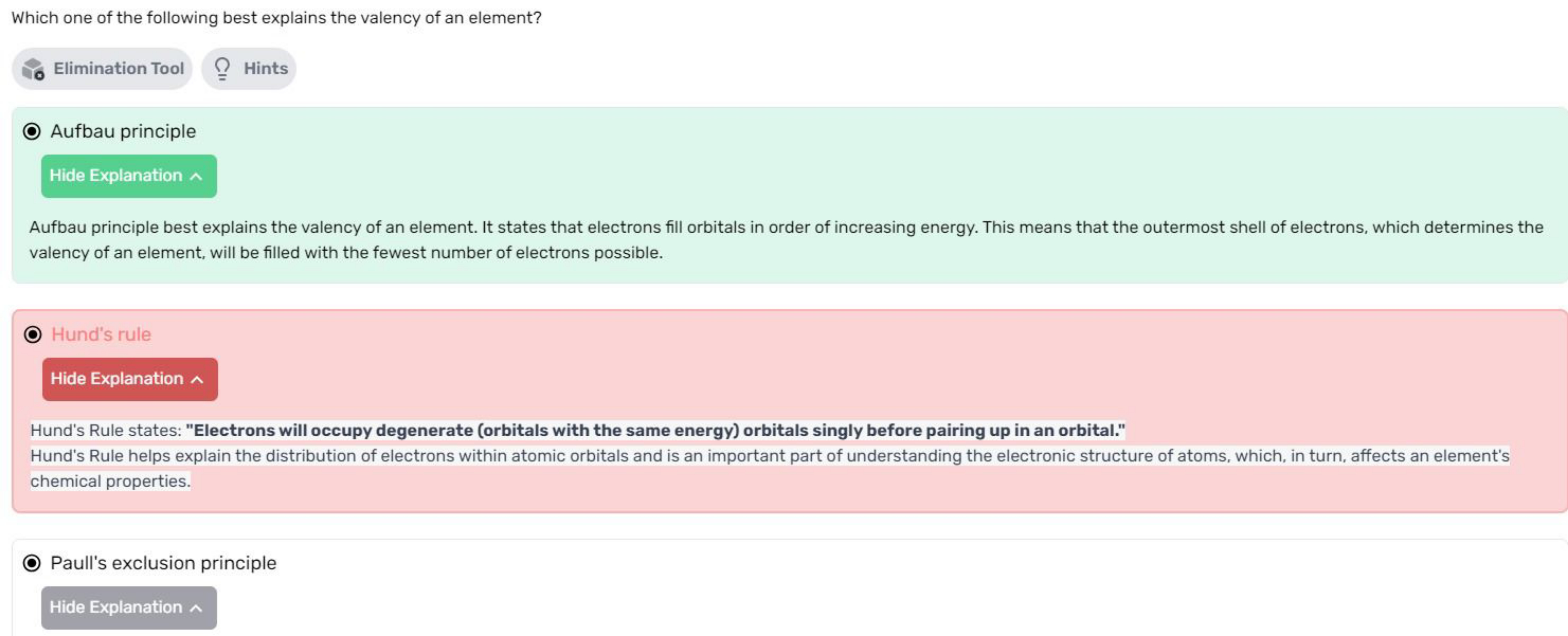 Which one of the following best explains the valency of an element?
El