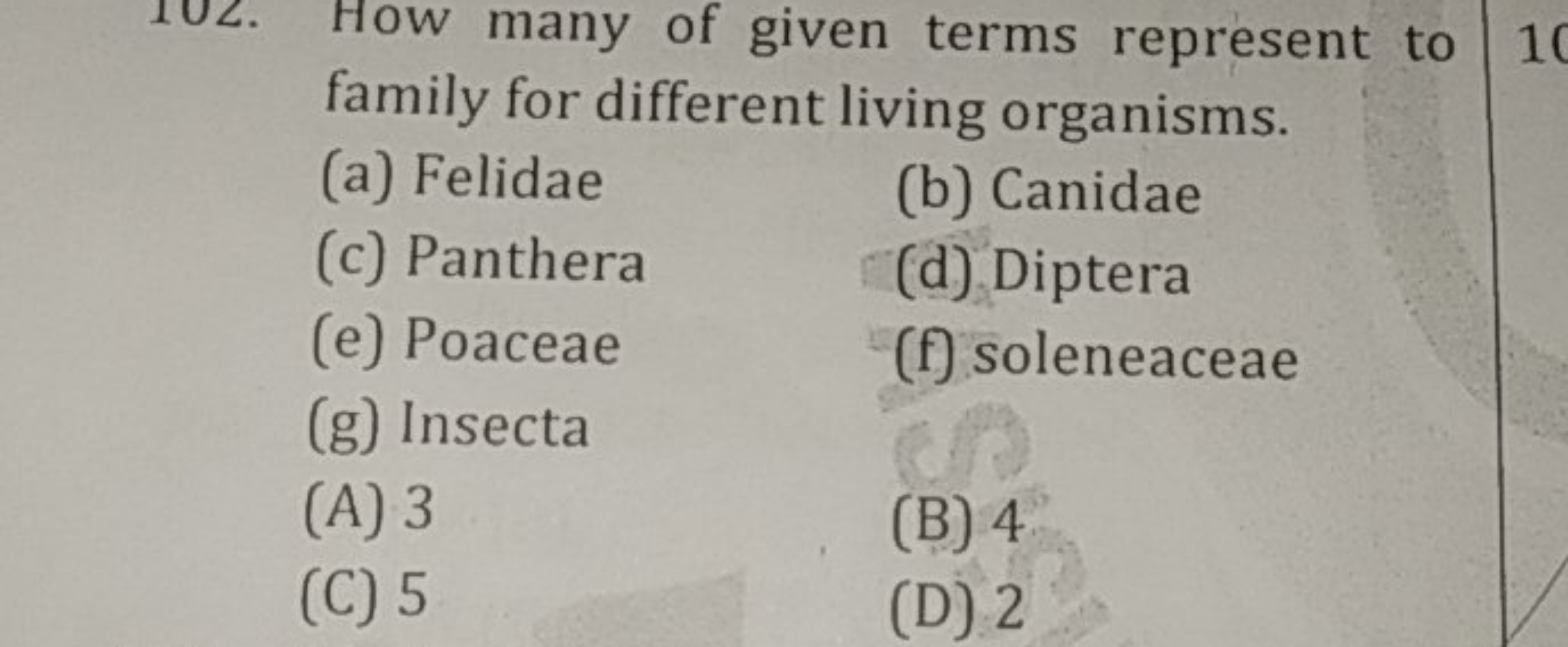 102. How many of given terms represent to family for different living 