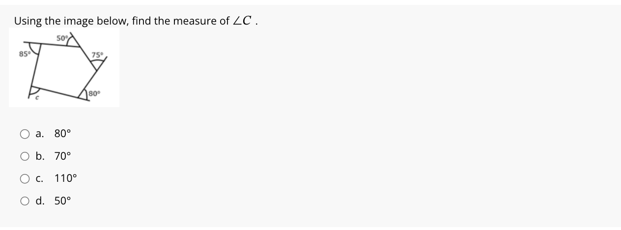 Using the image below, find the measure of ∠C.