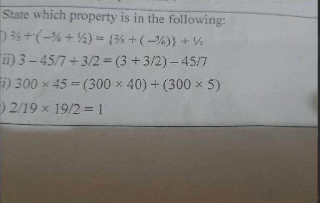 State which property is in the following:
)2/5+(−5/6+1/2)={2/3+(−5/6)}