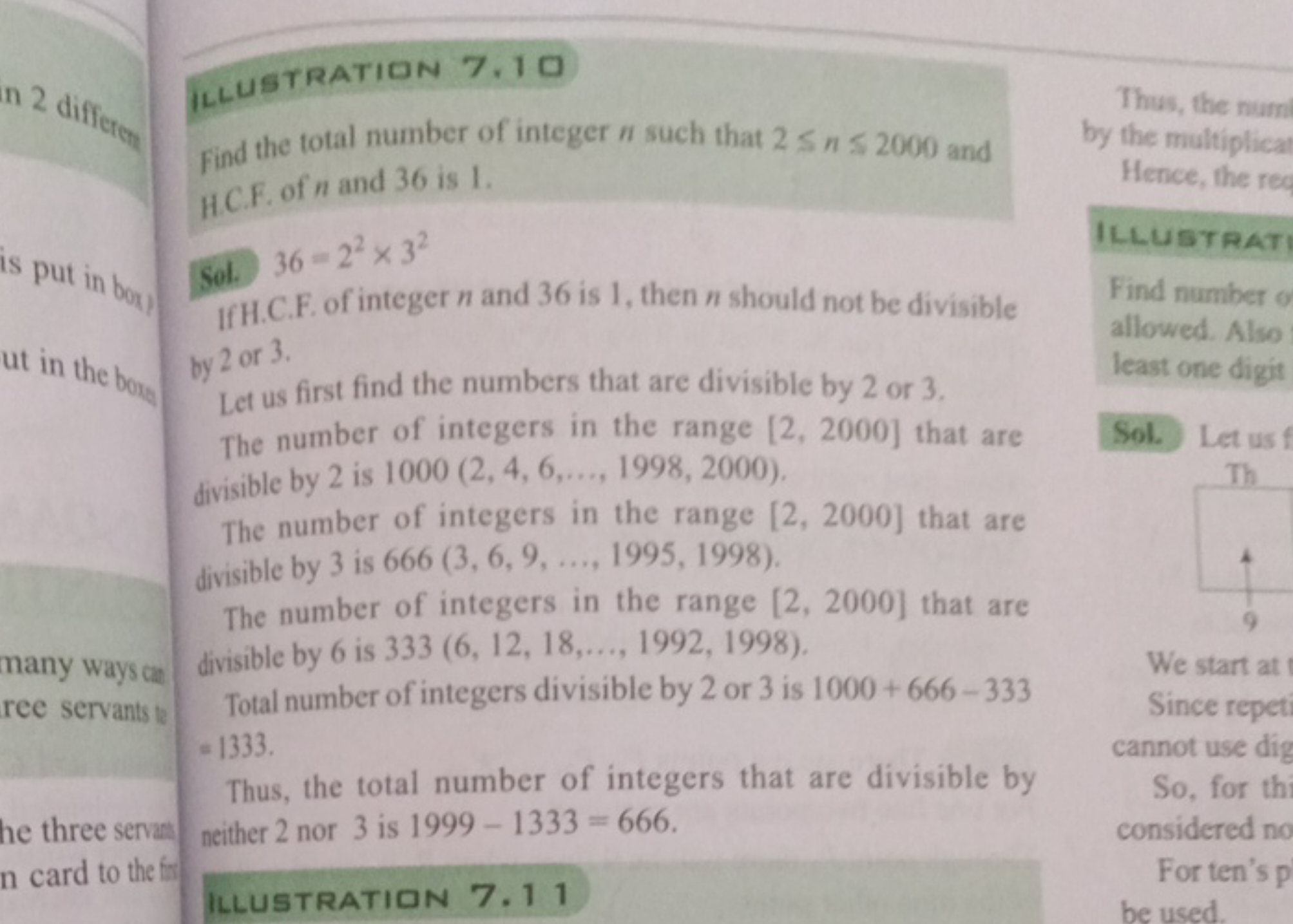 LLUSTRATION 7.10
Find the total number of integer n such that 2≤n≤2000