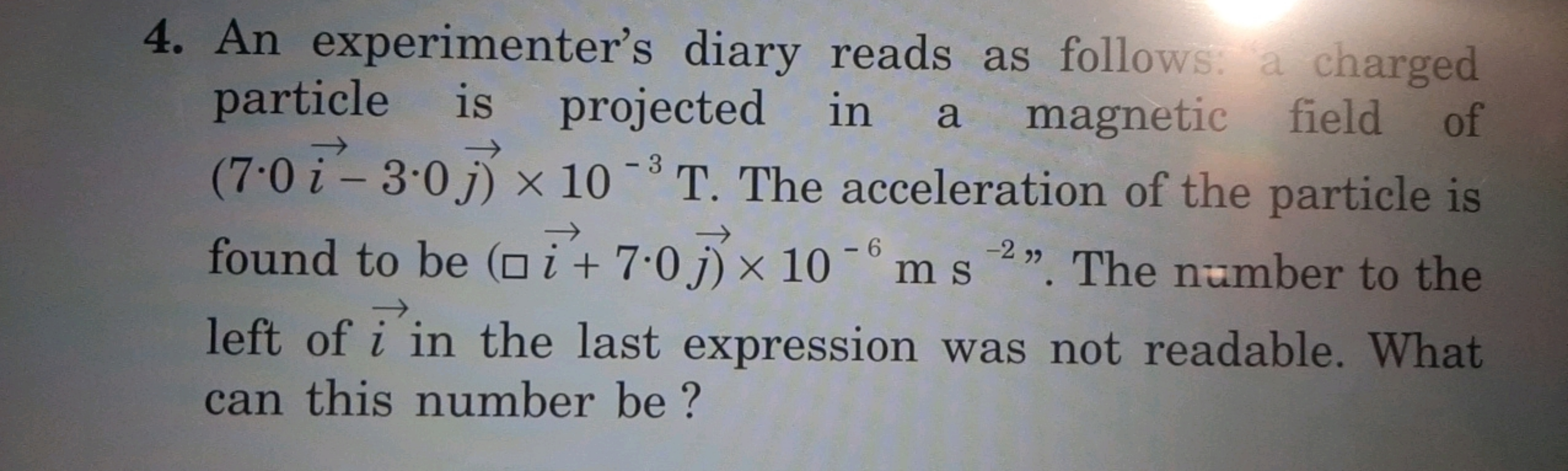 4. An experimenter's diary reads as follows: a charged particle is pro