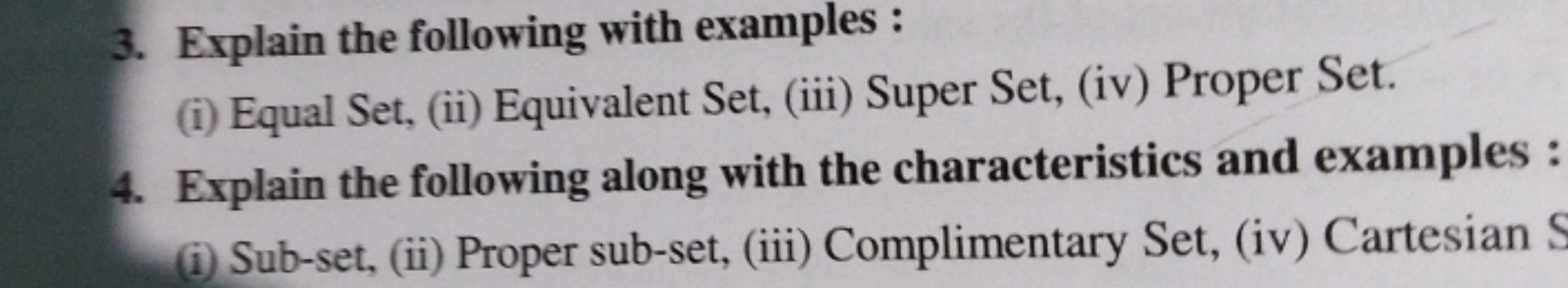 3. Explain the following with examples :
(i) Equal Set, (ii) Equivalen