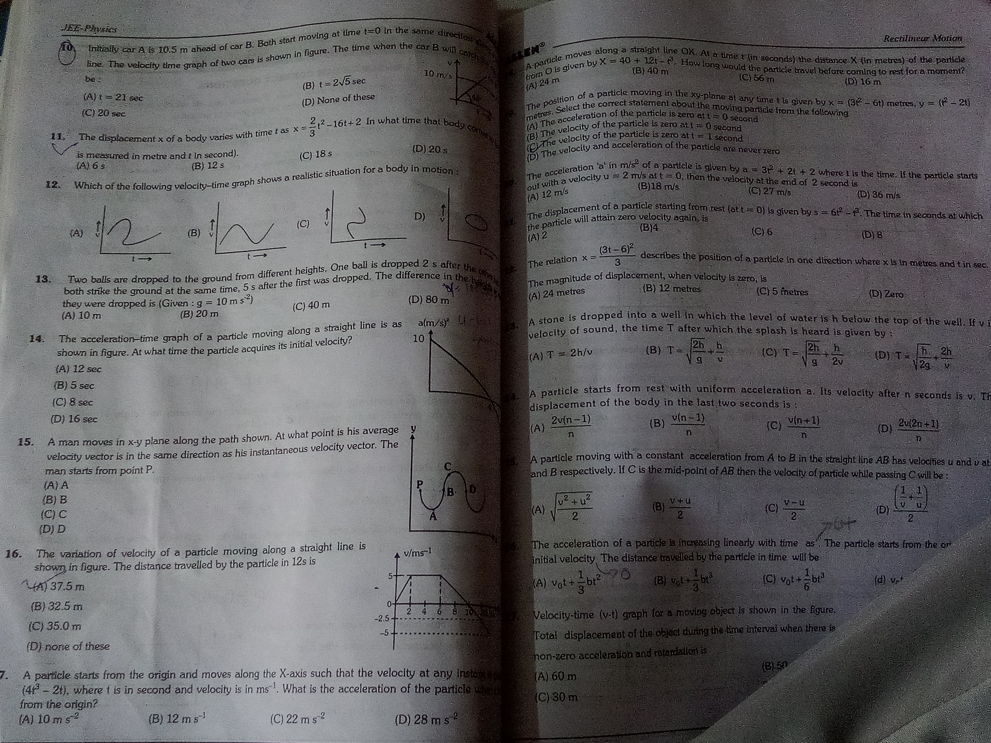 A particle moving with a constant acceleration from A to B in the stra