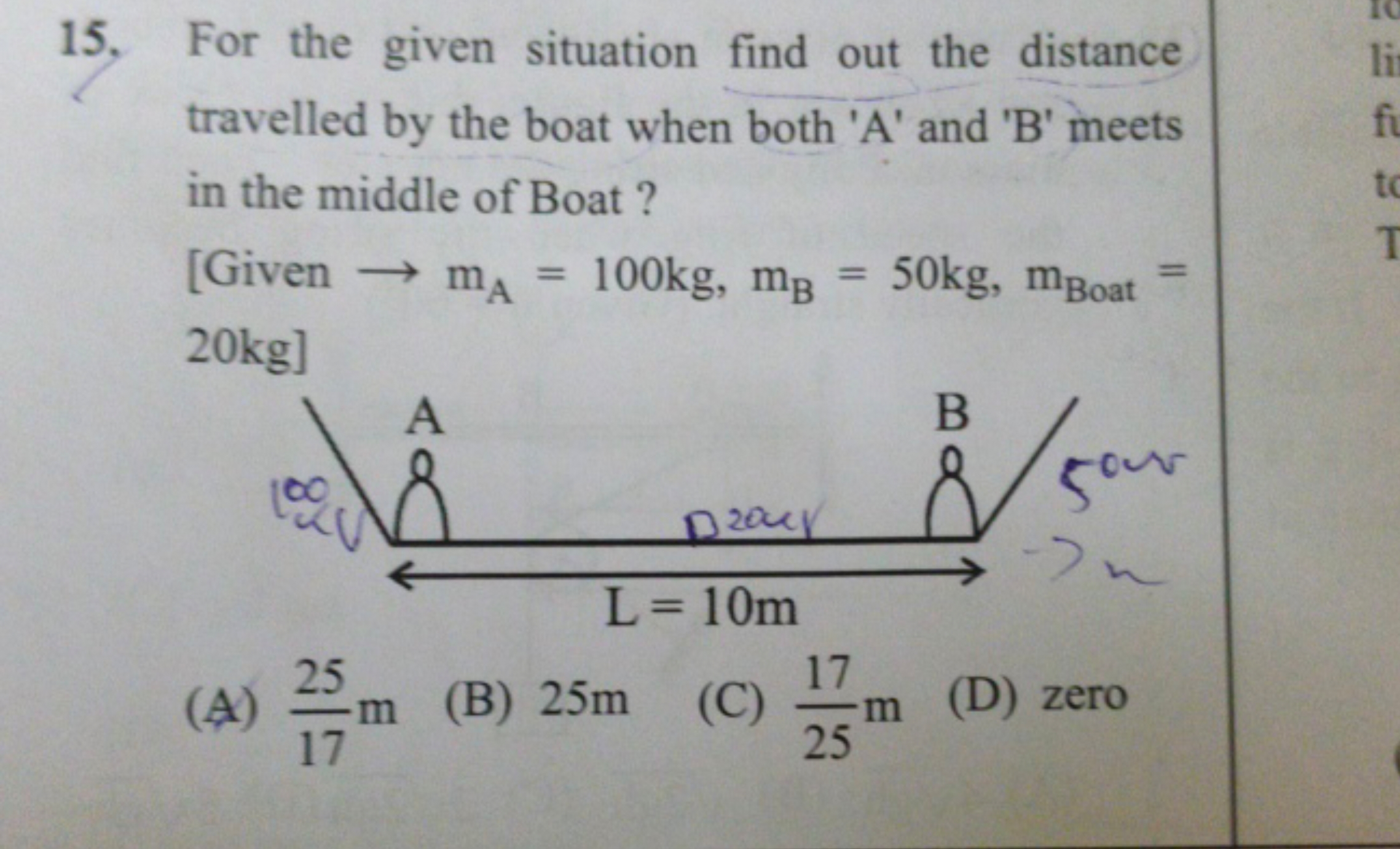 15. For the given situation find out the distance travelled by the boa