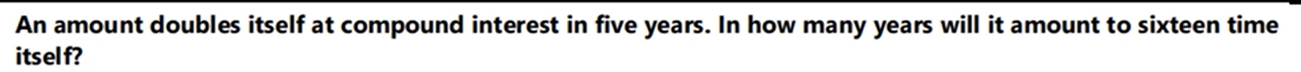 An amount doubles itself at compound interest in five years. In how ma