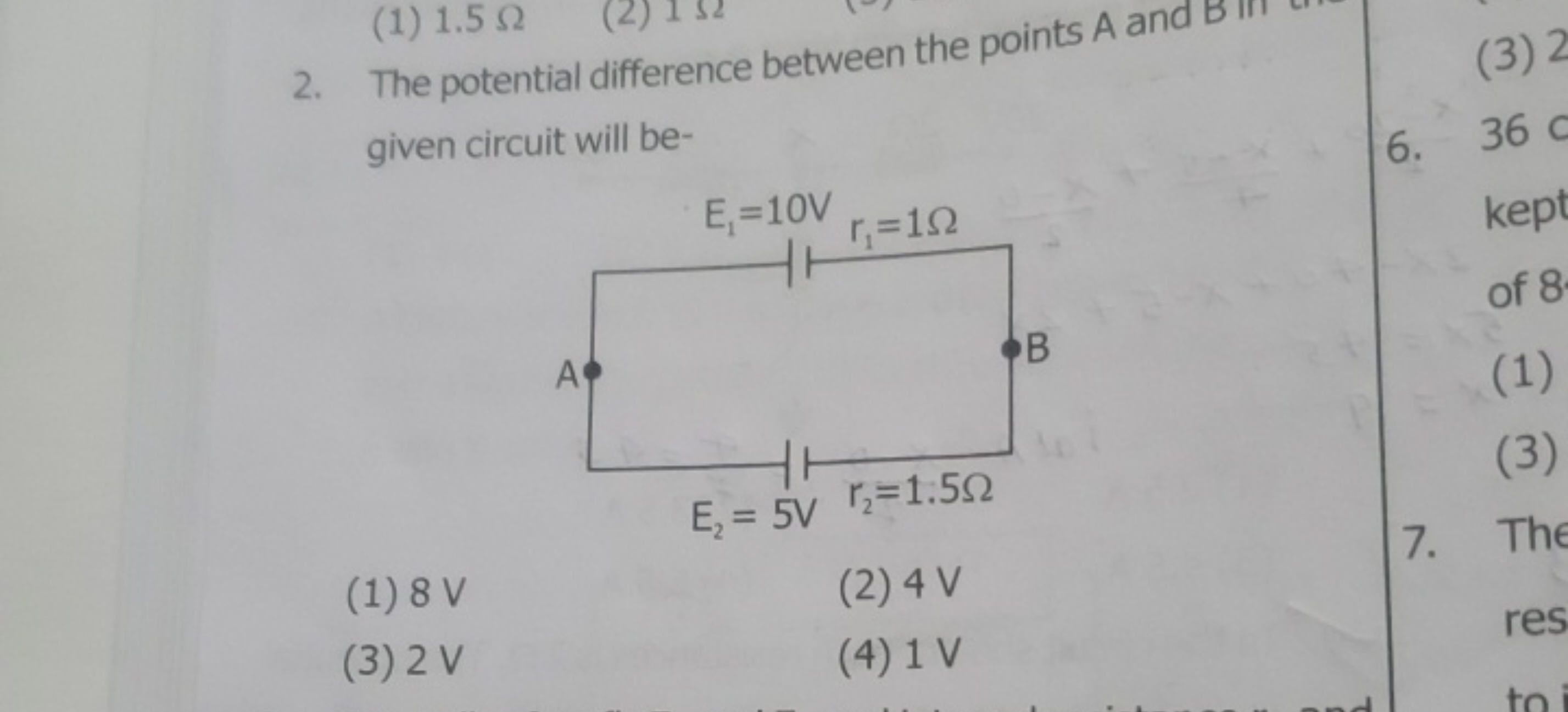 (1) 1.5Ω
(2)
(2) 132
2. The potential difference between the points A 