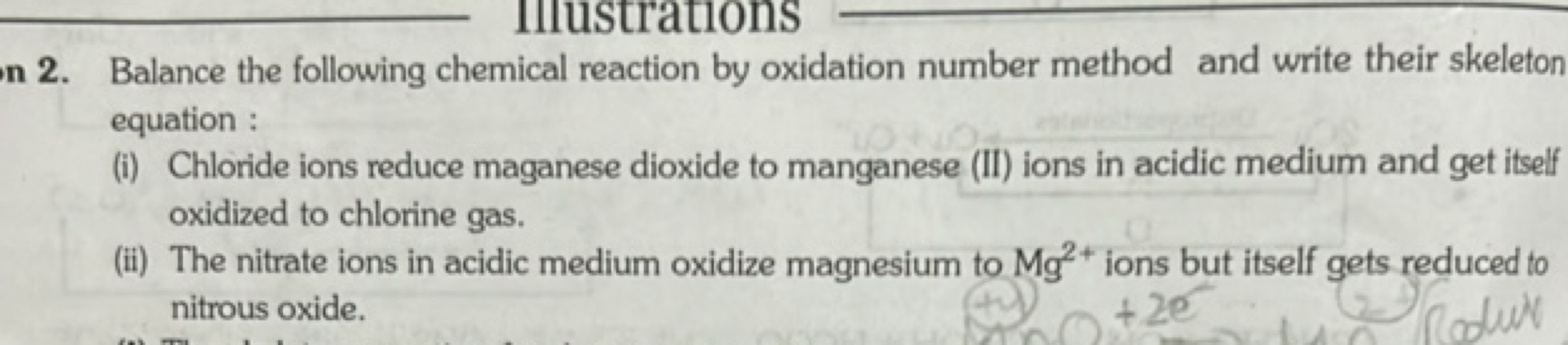 n 2. Balance the following chemical reaction by oxidation number metho