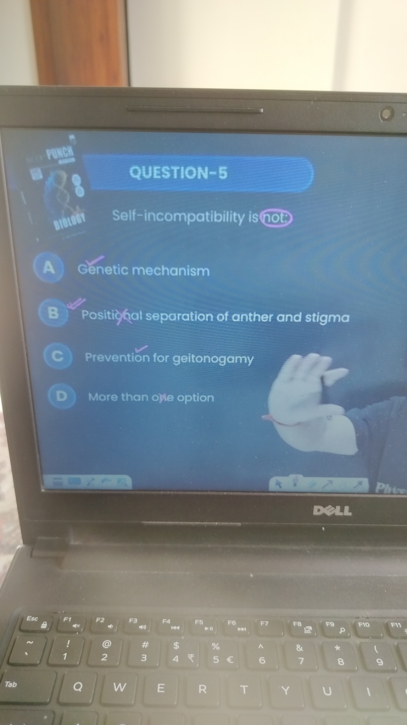 QUESTION-5

Self-incompatibility is (not:

A Gênetic mechanism
3 Posit