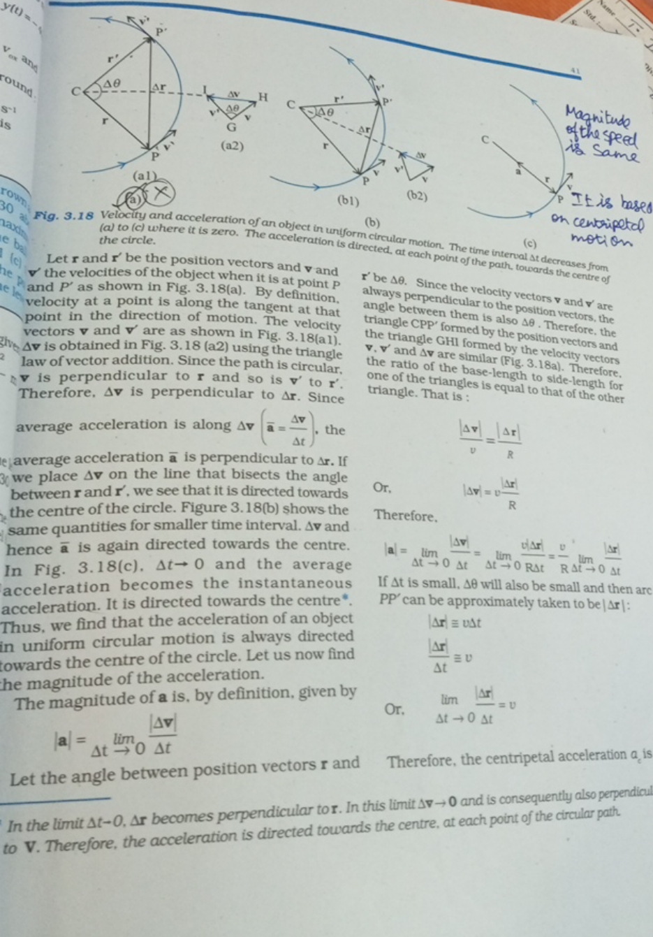 s.
(b1)
(b) the circle.

Let r and r ' be the position vectors and v a