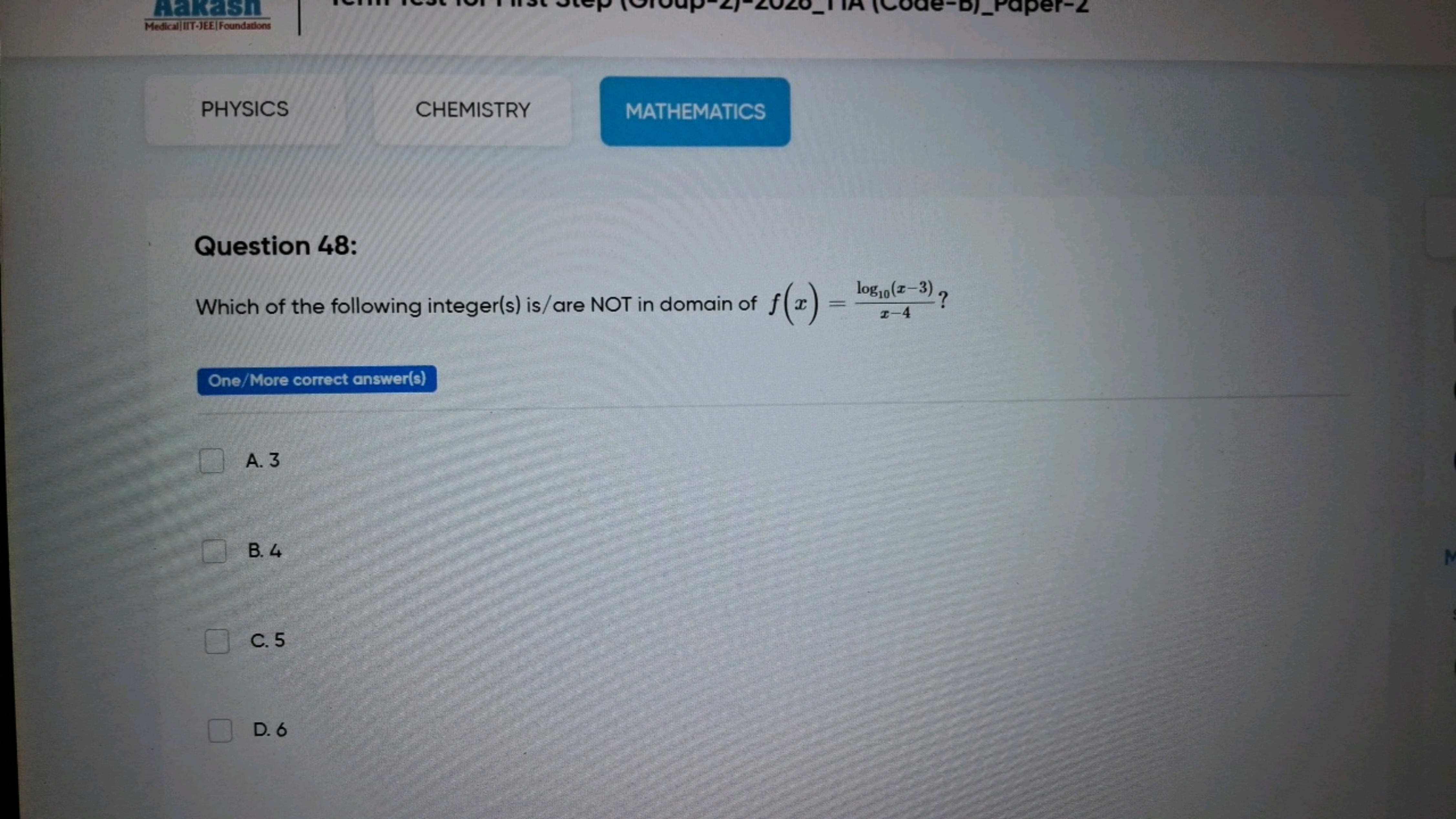 Medical IITT-JEE| Foundation
PHYSICS
CHEMISTRY
MATHEMATICS

Question 4