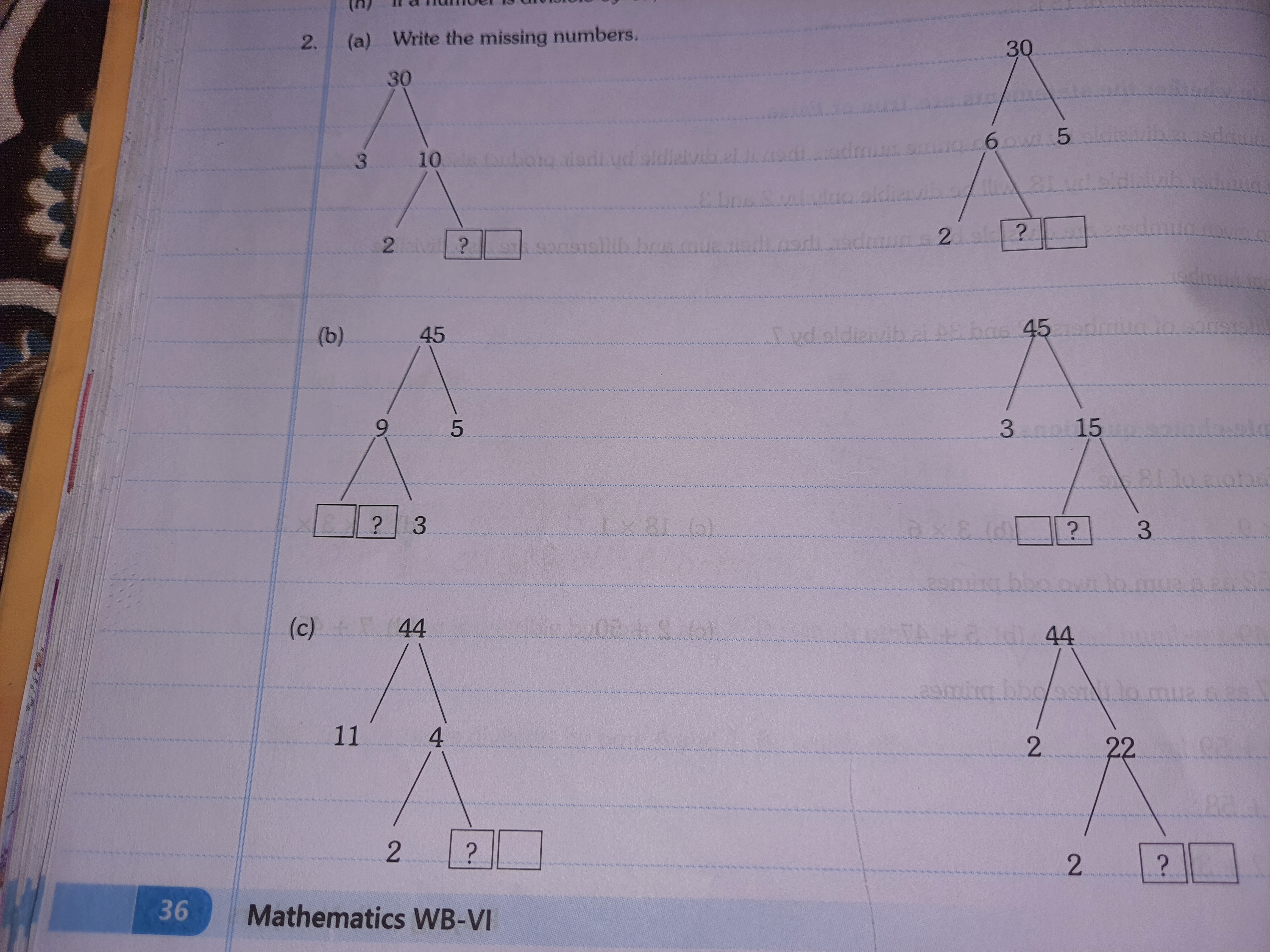 2. (a) Write the missing numbers.
(c)
36 Mathematics WB-VI