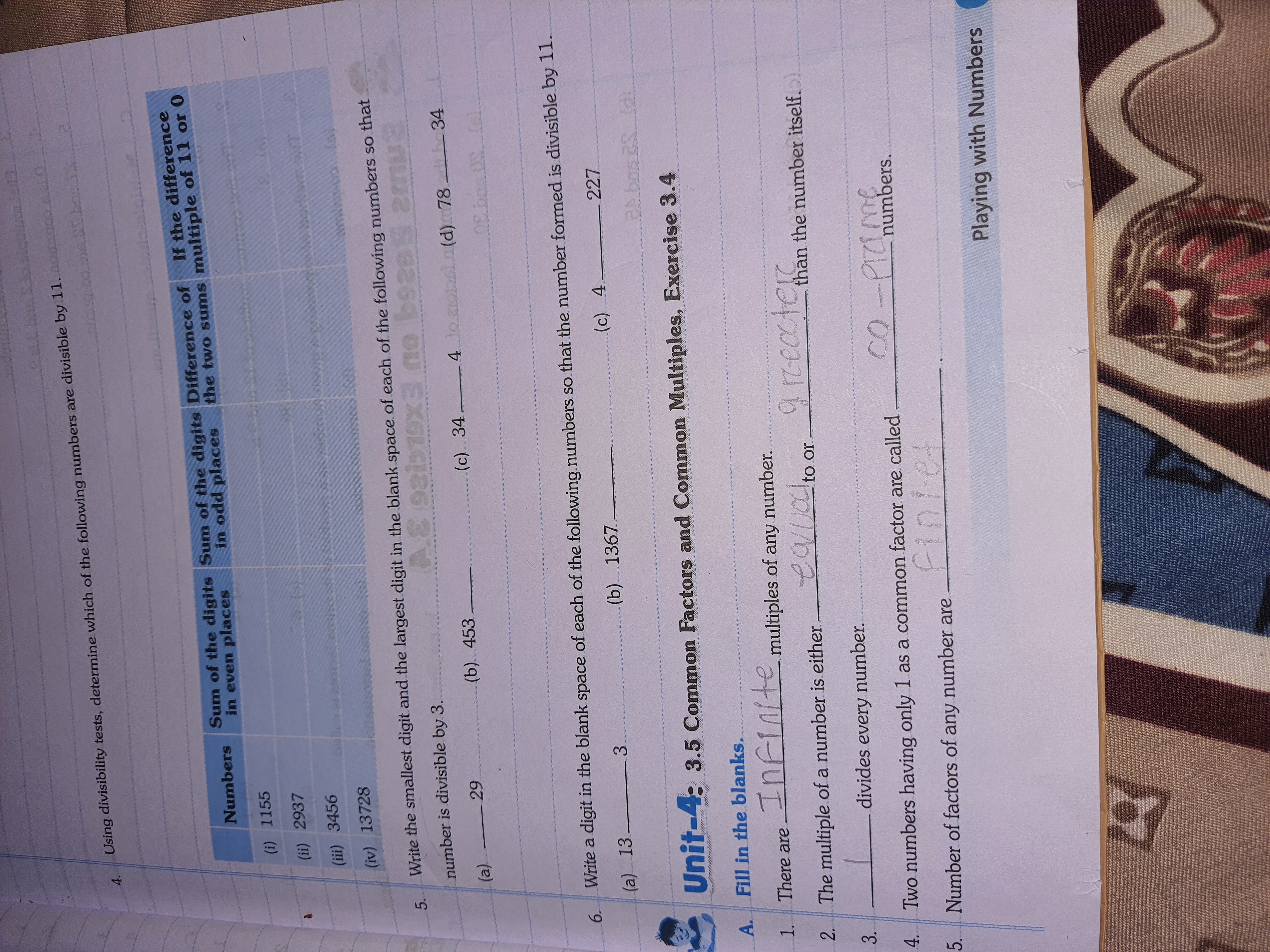 4. Using divisibility tests, determine which of the following numbers 