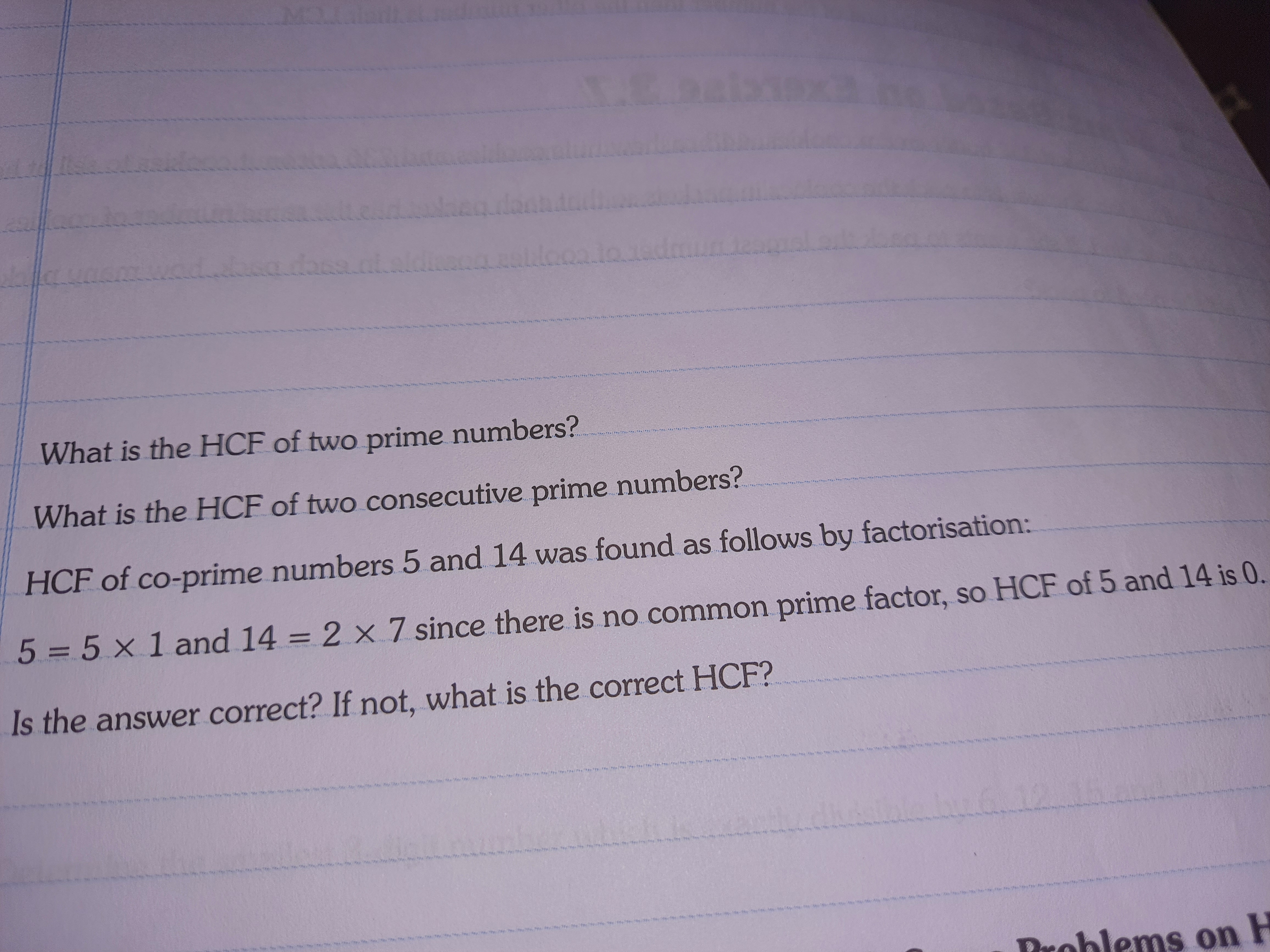 What is the HCF of two prime numbers?
What is the HCF of two consecuti