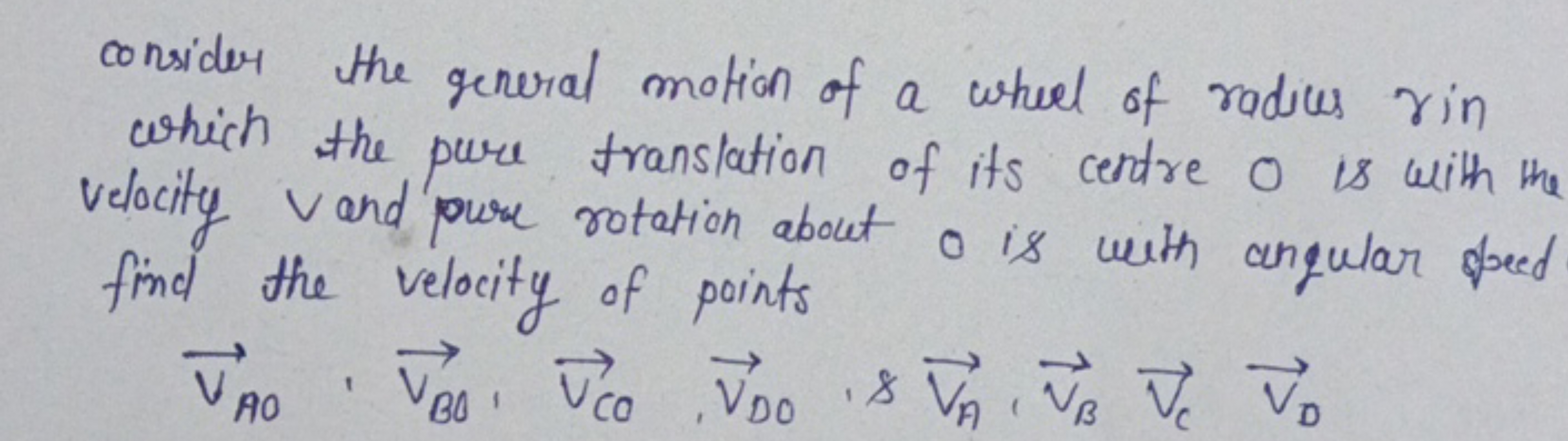 consider the general motion of a wheel of radius rim which the pure tr