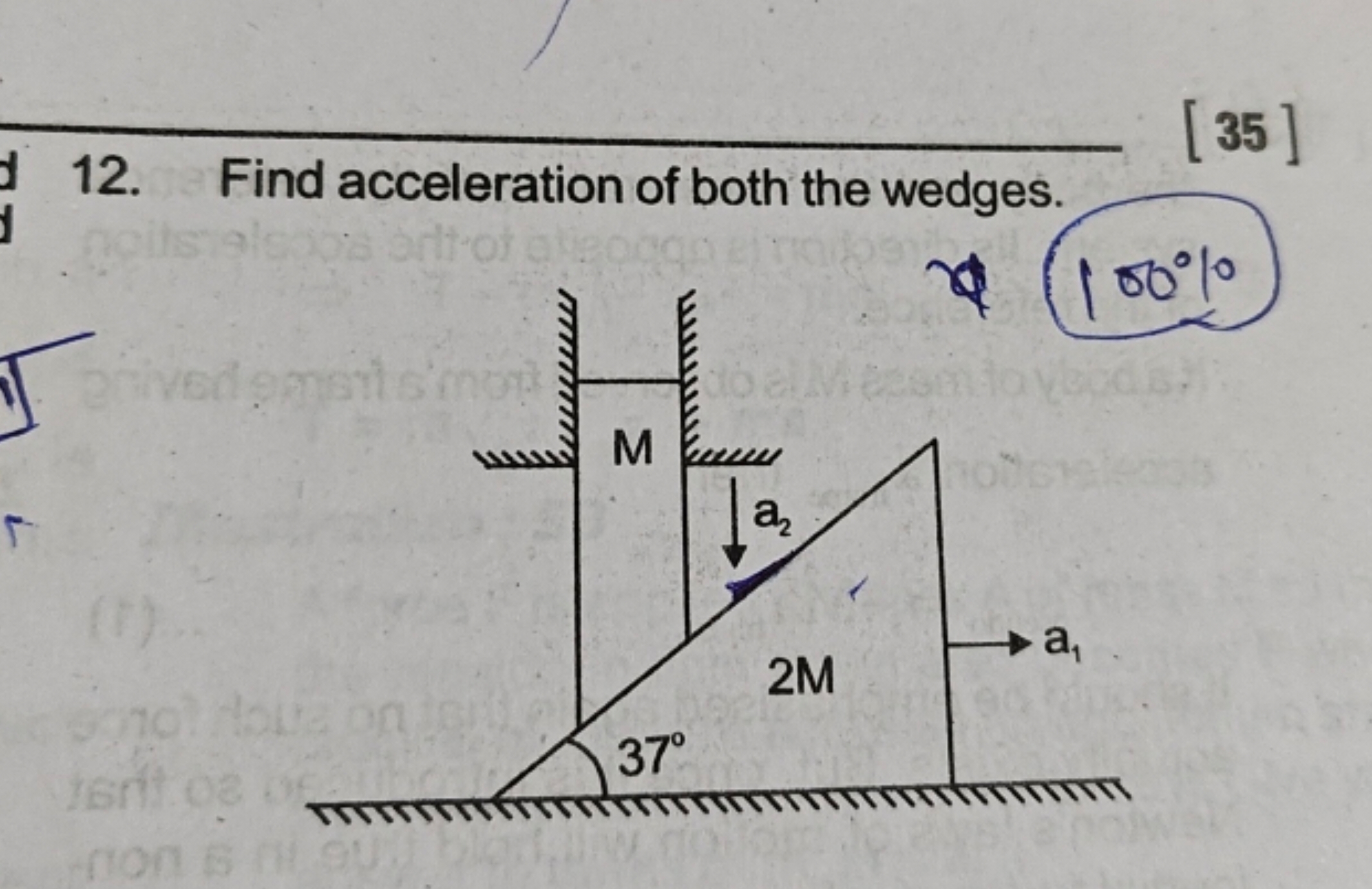 12. Find acceleration of both the wedges.
[35]