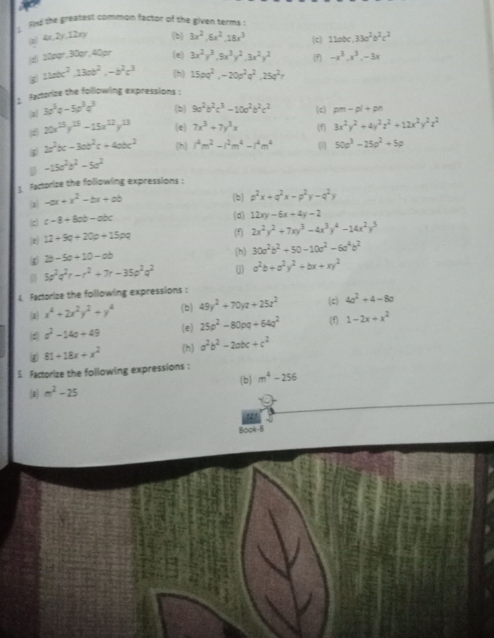 1. Find the greatest common factor of the given terms:
4x.2,12ry
(b) 3