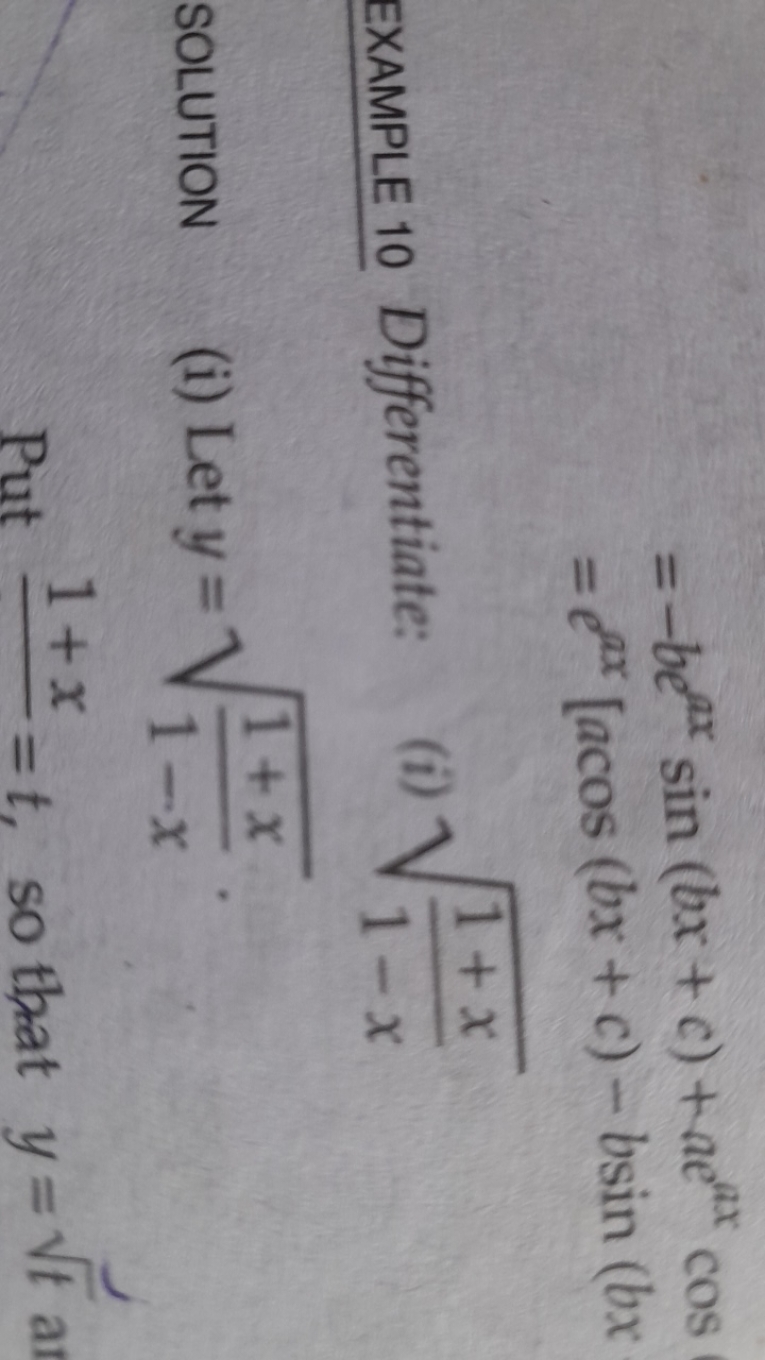 =−beaxsin(bx+c)+aeaxcos=eax[acos(bx+c)−bsin(bx​

EXAMPLE 10 Differenti