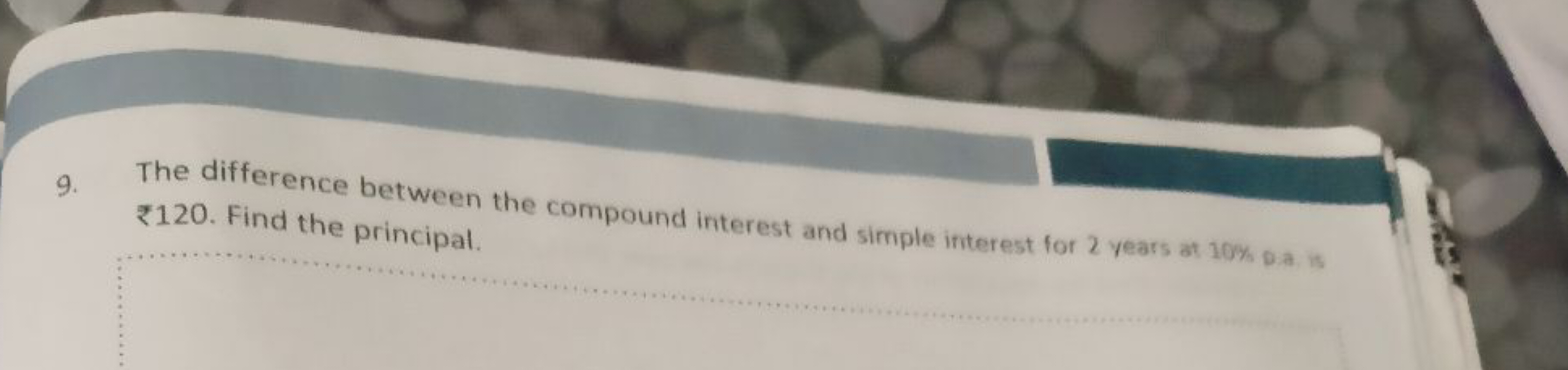 9. The difference between the compound interest and simple interest fo