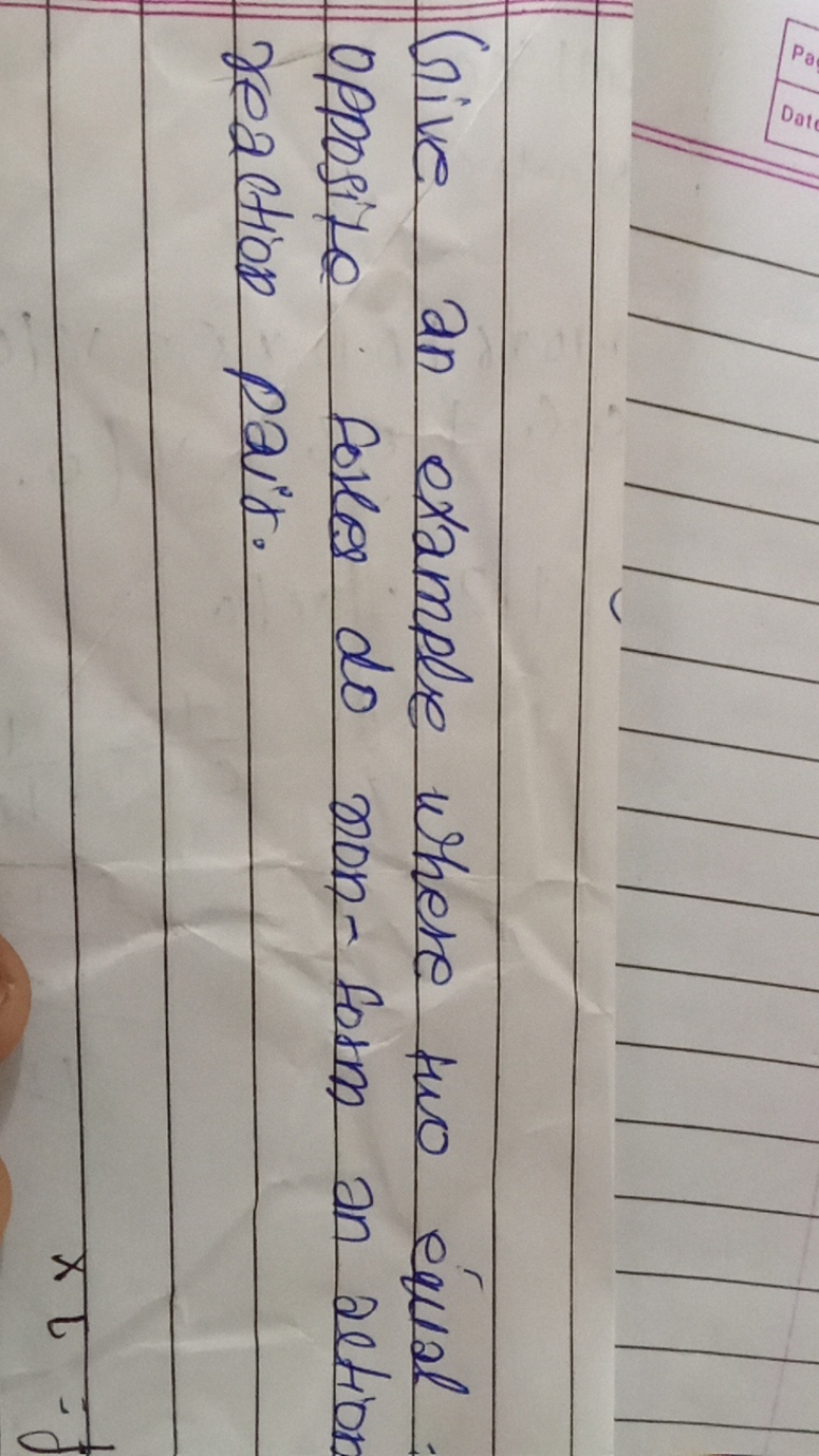 Give an example where two equal opposite soles do non-form an action r