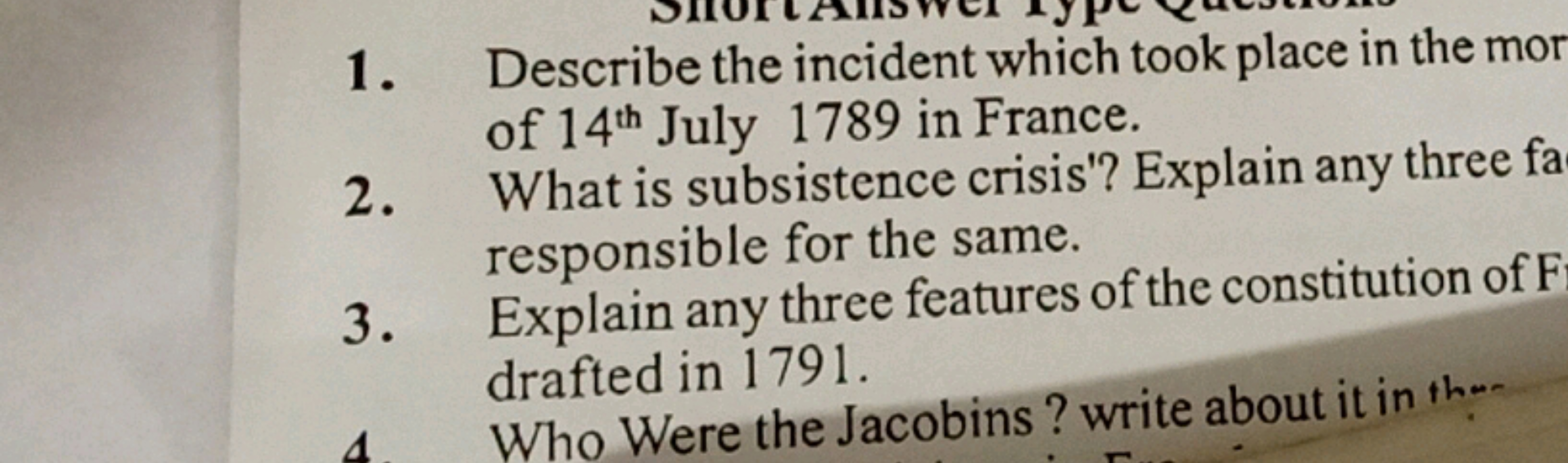 1. Describe the incident which took place in the mor of 14th  July 178