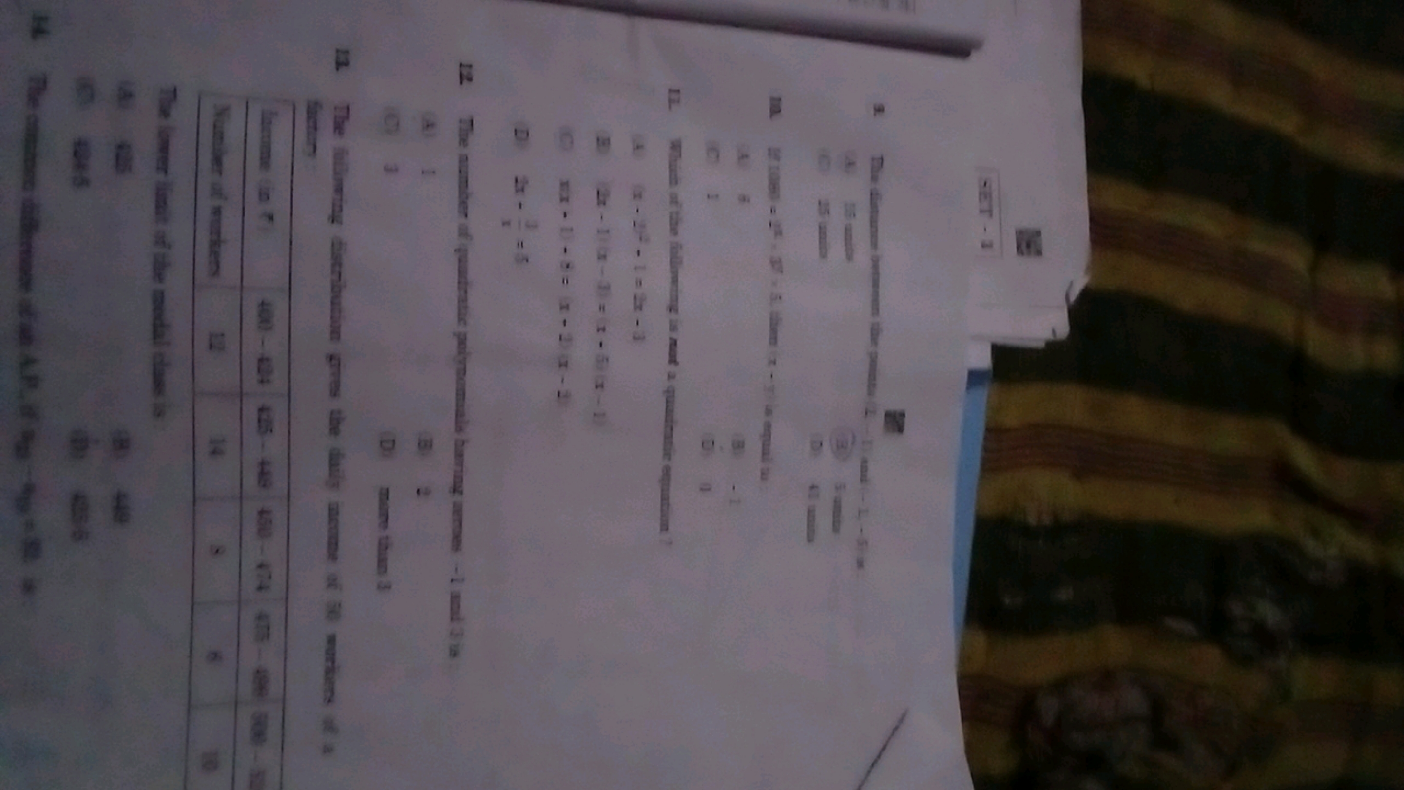 12
9.
SET - 1
IL Which of the following
----
B-1
quadratic equation ?
