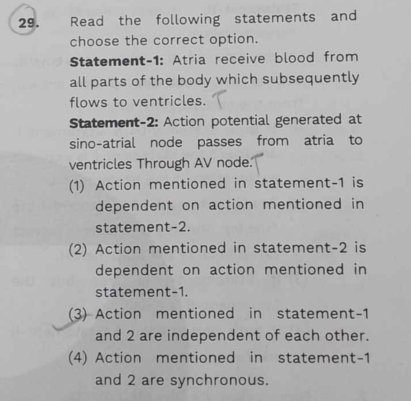 29. Read the following statements and choose the correct option.
State