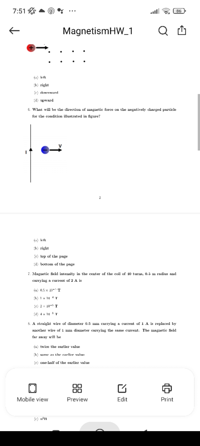 
.II
ะ.
86
MagnetismHW_1
↑
(a) k−ff
(b) right
(c) downward
(d) upward
