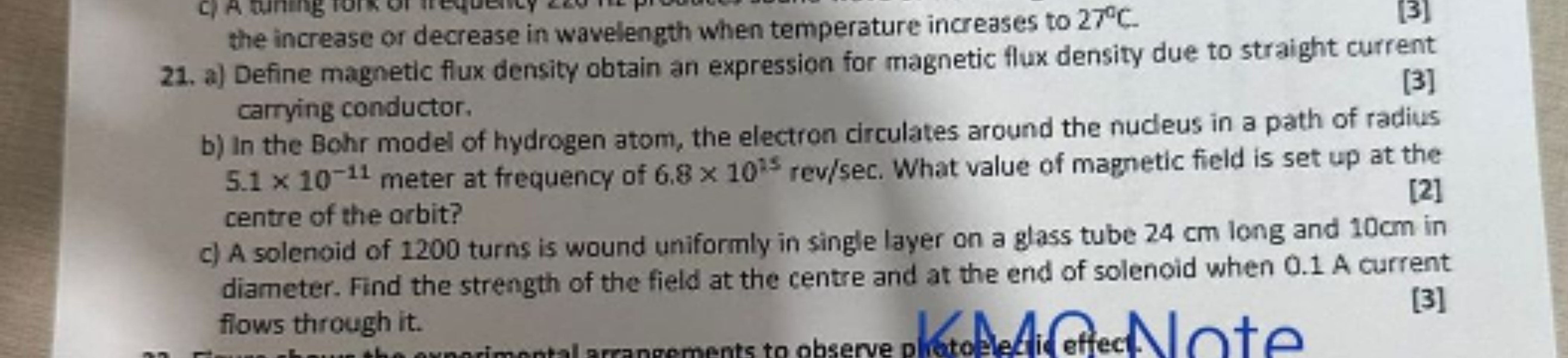 21. a) Define magnetic flux density obtain an expression for magnetic 