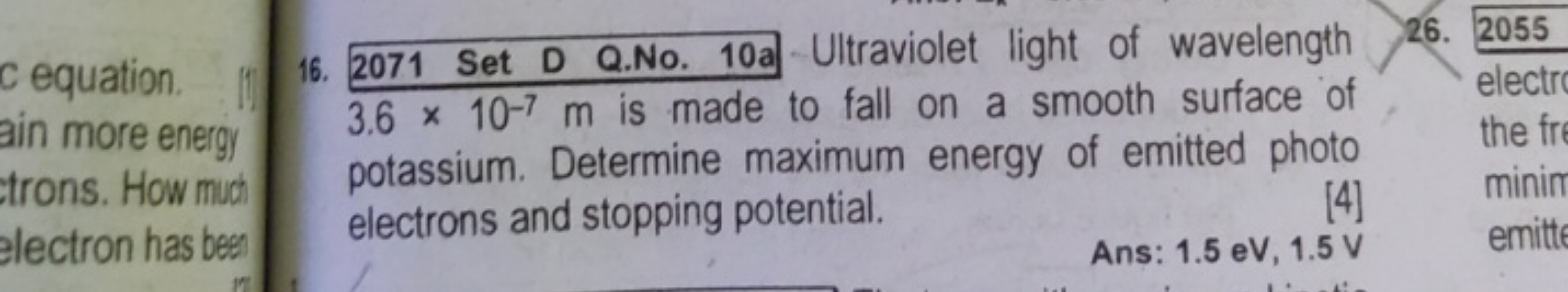 c equation.
16. 2071 Set D Q.No. 10a Ultraviolet light of wavelength a