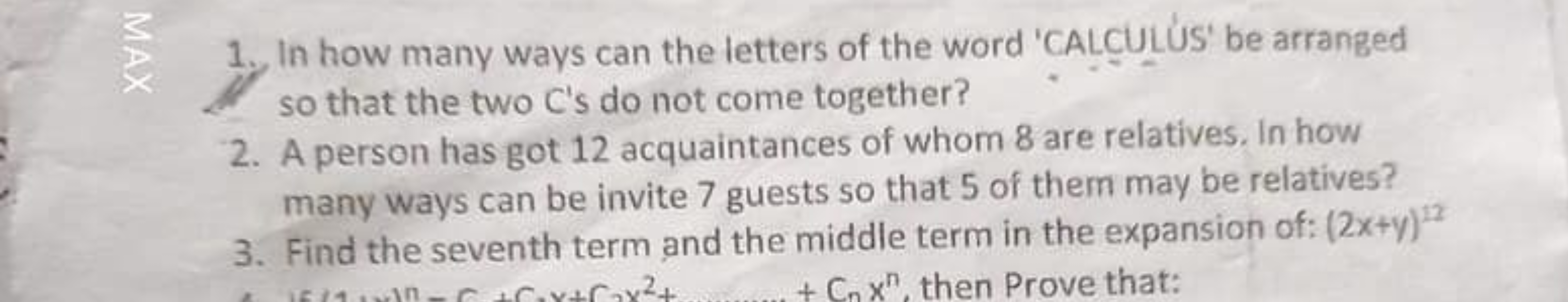 1. In how many ways can the letters of the word 'CALCULUS' be arranged