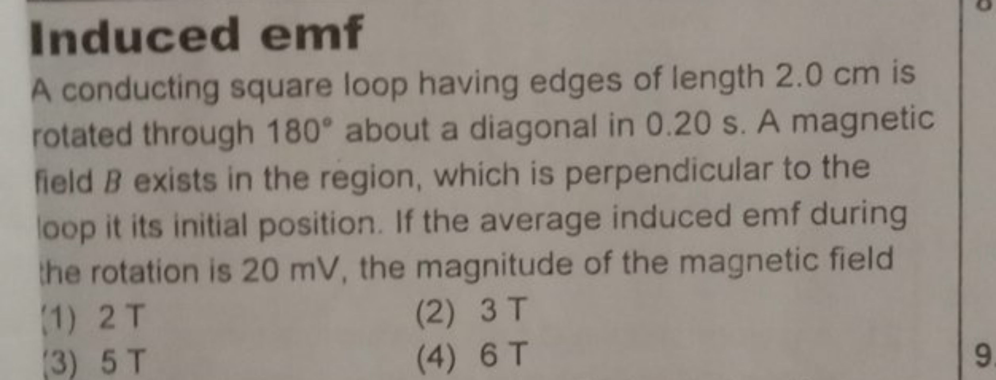 Induced emf
A conducting square loop having edges of length 2.0 cm is 