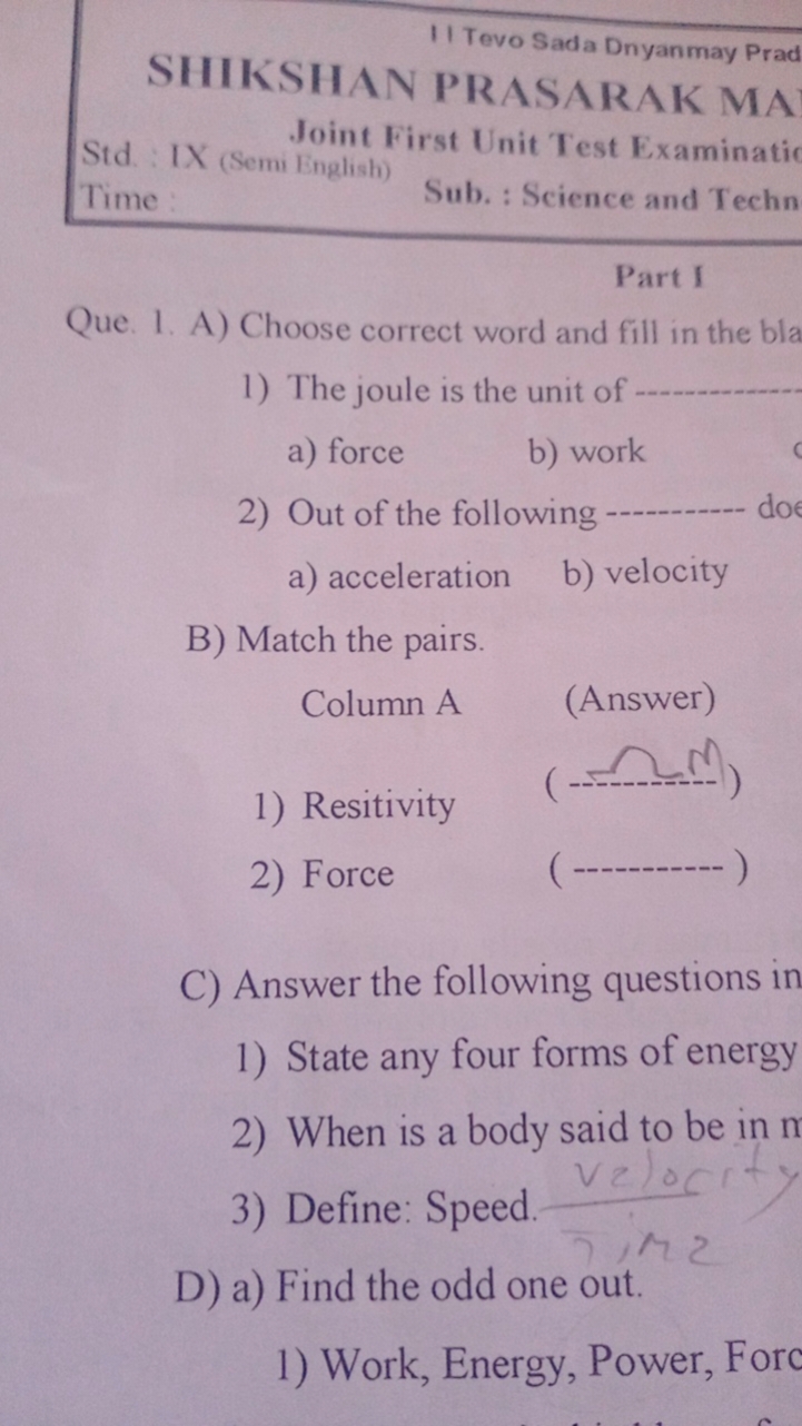 11 Tevo Sad Dnyanmay Brad
SHIKSHAN PRASARAK MA
Std. : IX (Semi English