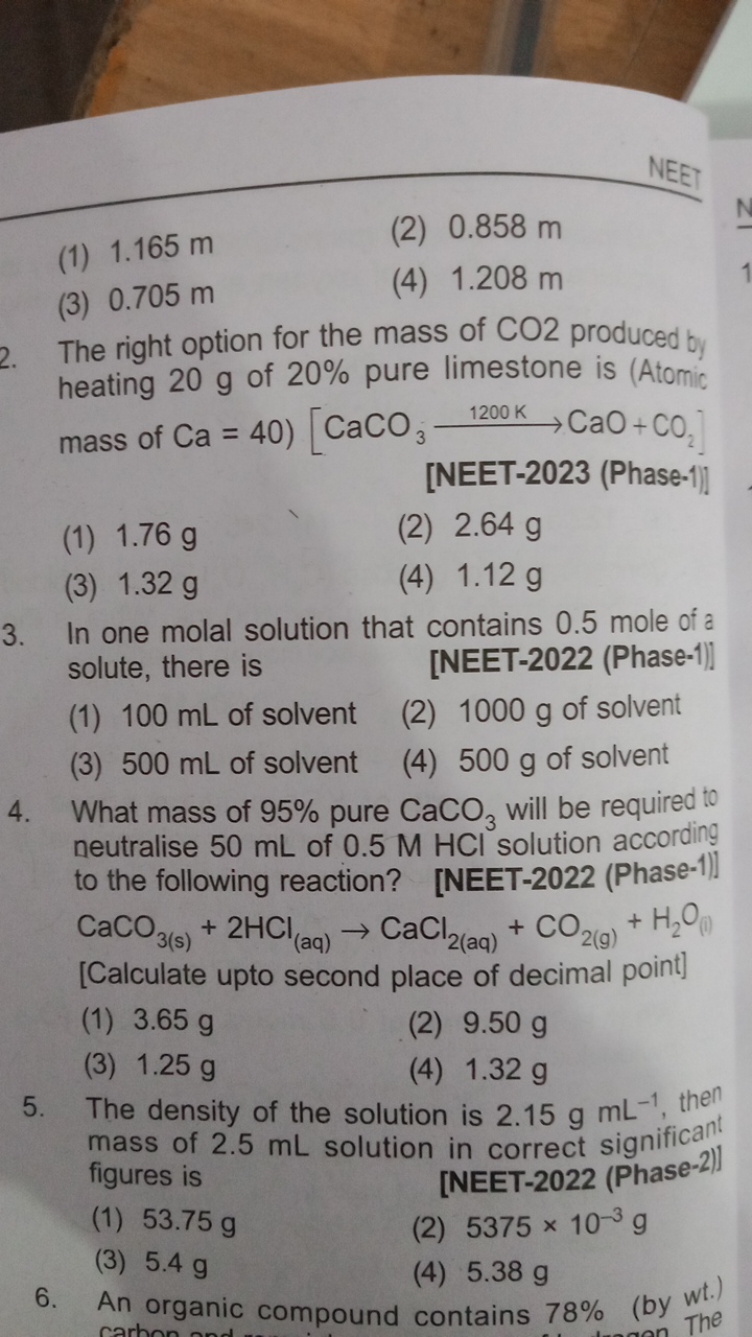 NEET
(1) 1.165 m
(2) 0.858 m
(3) 0.705 m
(4) 1.208 m
2. The right opti