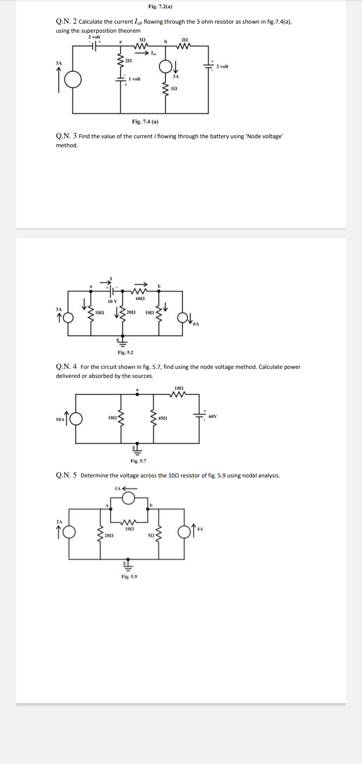 Fig. 7.2(a)
Q.N. 2 Calculate the current Iab​ flowing through the 3 oh