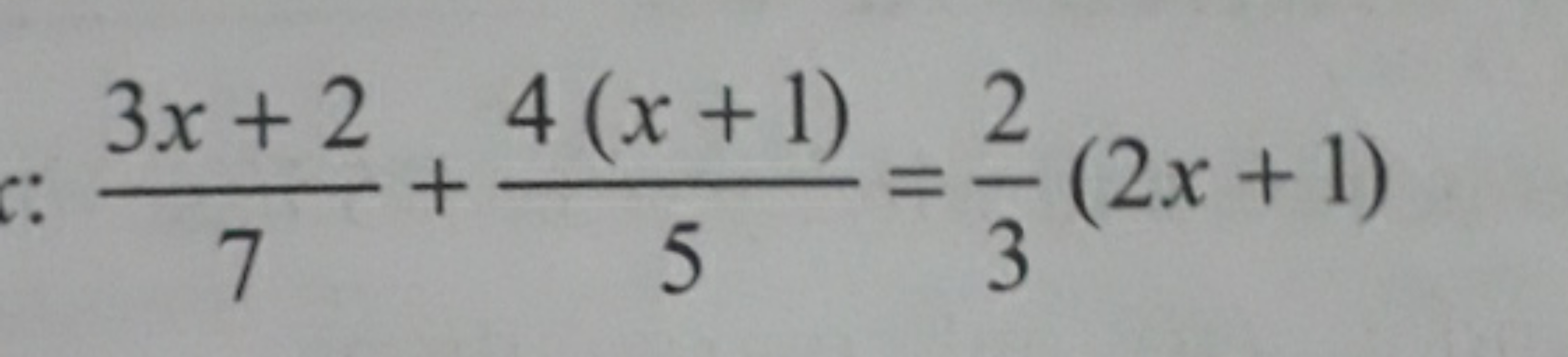 73x+2​+54(x+1)​=32​(2x+1)