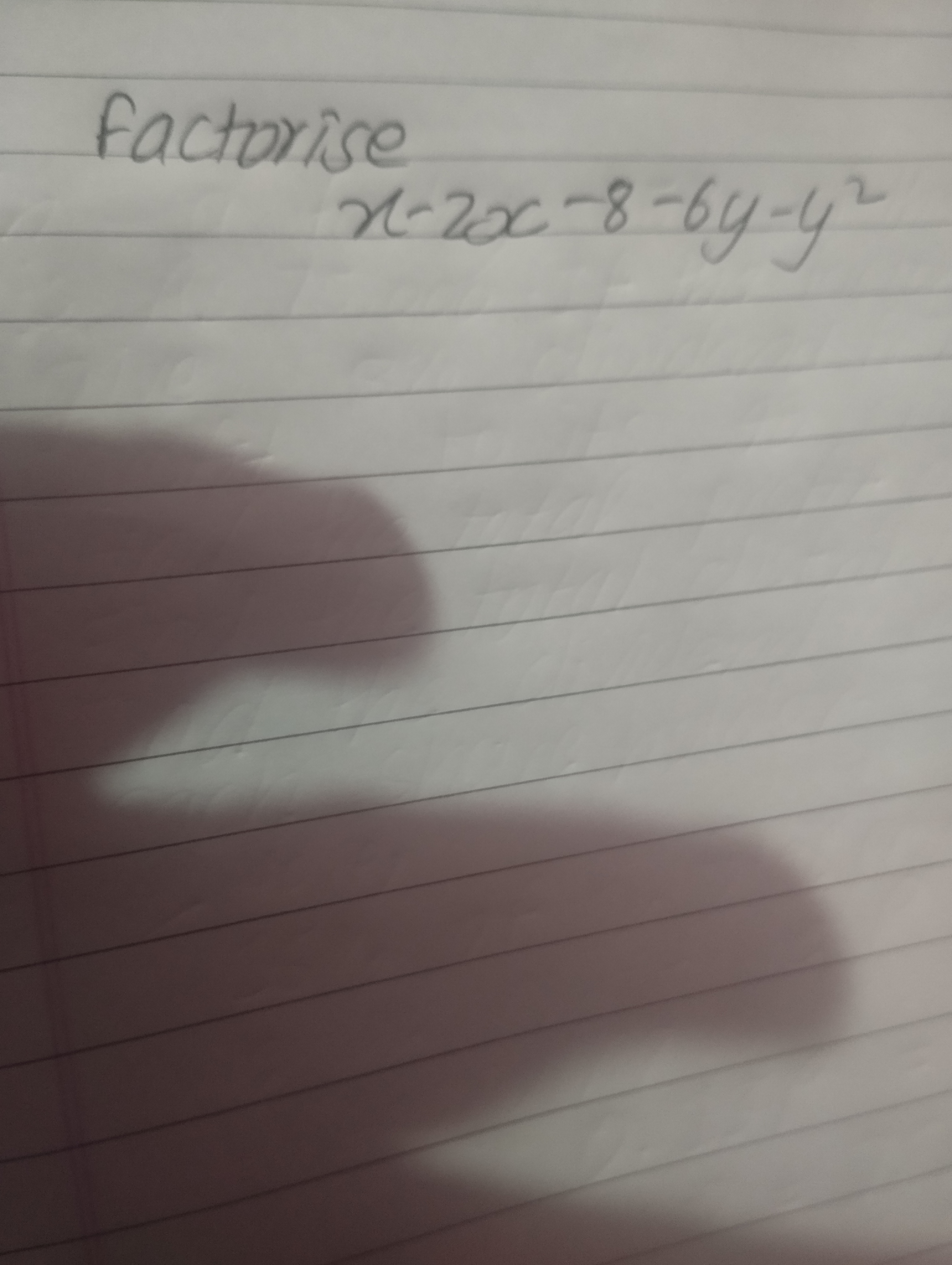 factorise
x−2x−8−6y−y2