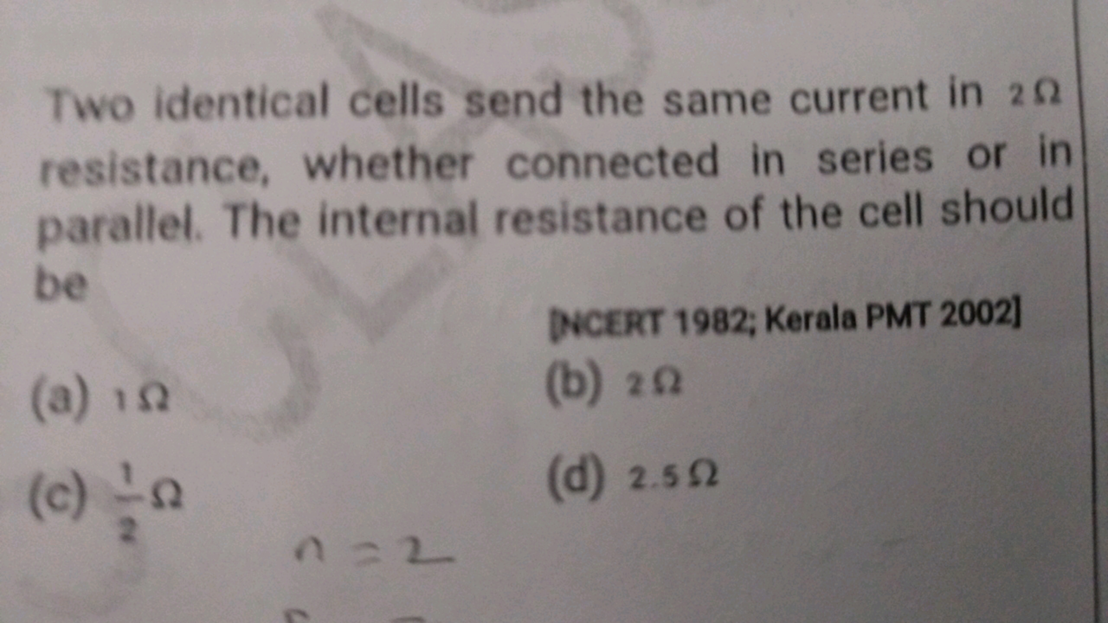 Two identical cells send the same current in 20
resistance, whether co