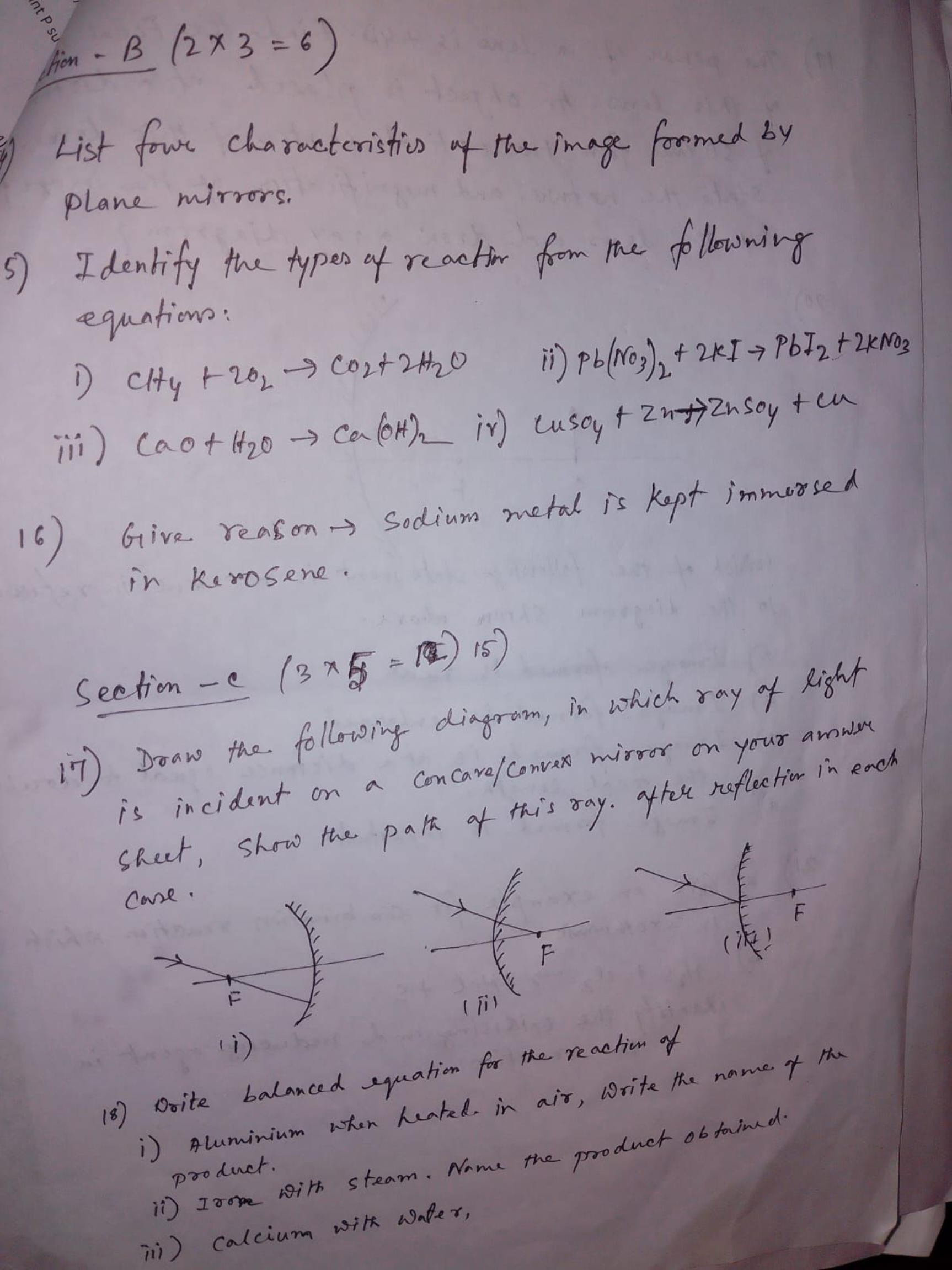 Sion - B (2×3=6)
Li) List four characteristics of the image formed by 