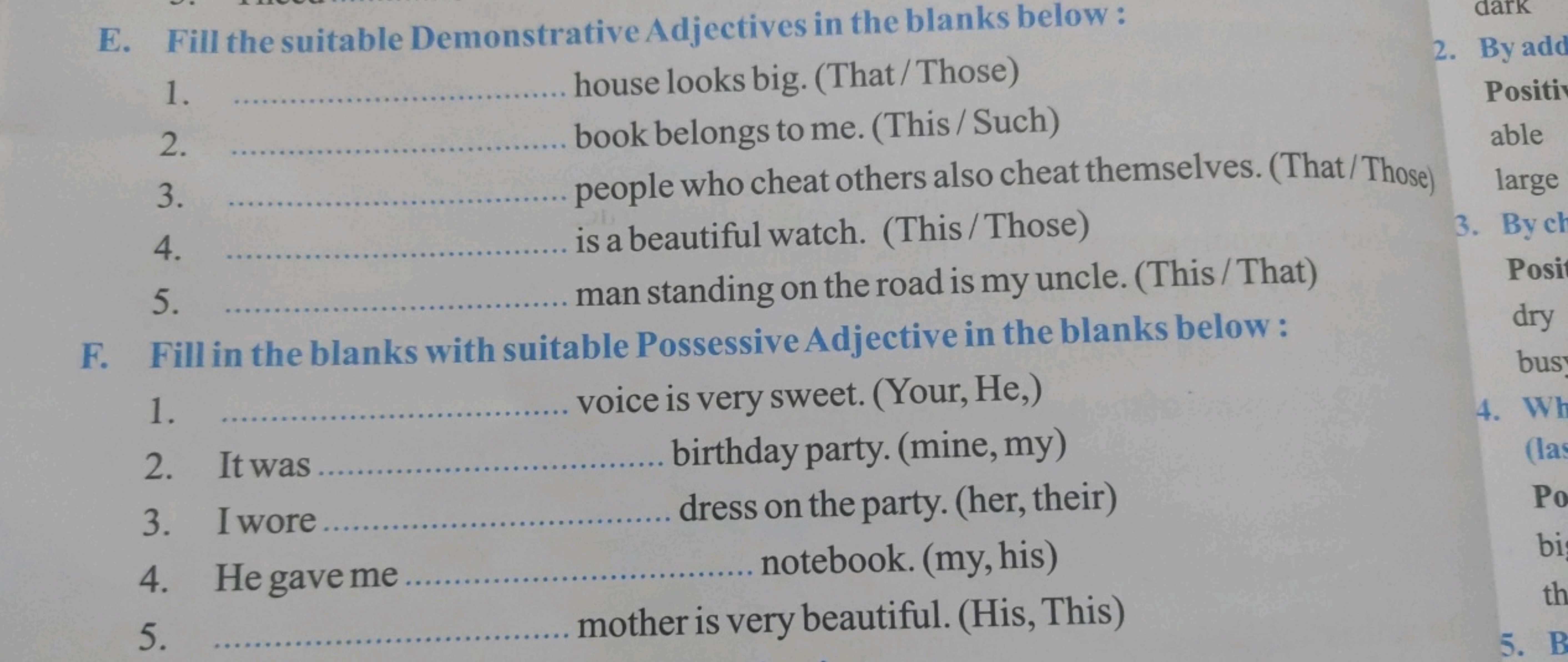 E. Fill the suitable Demonstrative Adjectives in the blanks below:
1.
