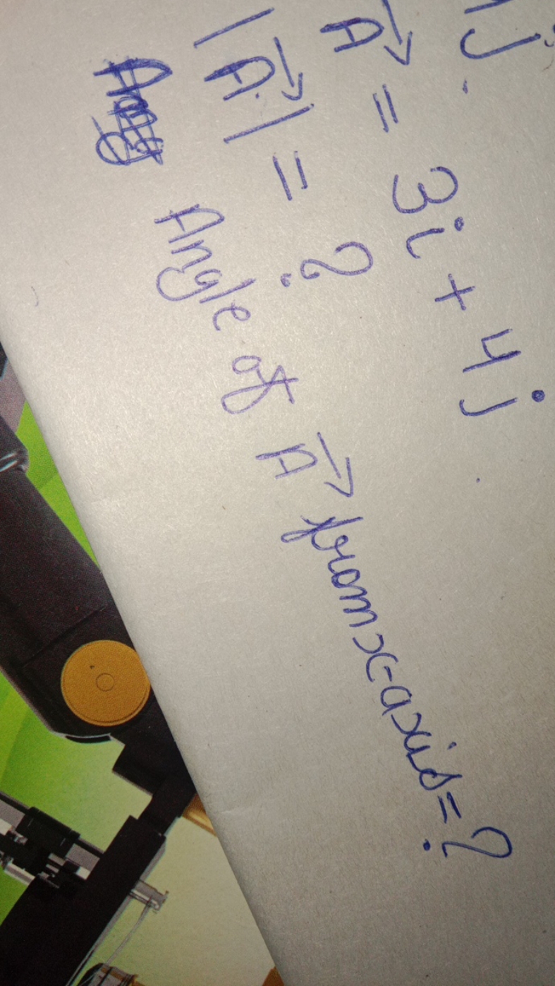 A=3i+4j∣A∣= ?  ande of A tom x xacises ​